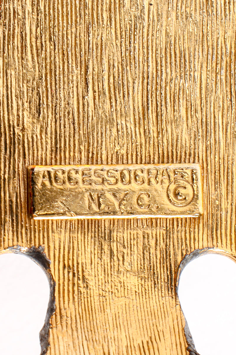 Vintage Accessocraft Byzantine Cathedral Buckle Metal Stretch Belt signature stamp at Recess LA