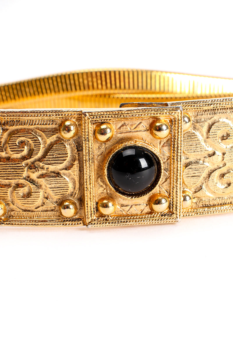 Vintage Accessocraft Byzantine Cathedral Buckle Metal Stretch Belt cabochon at Recess Los Angeles