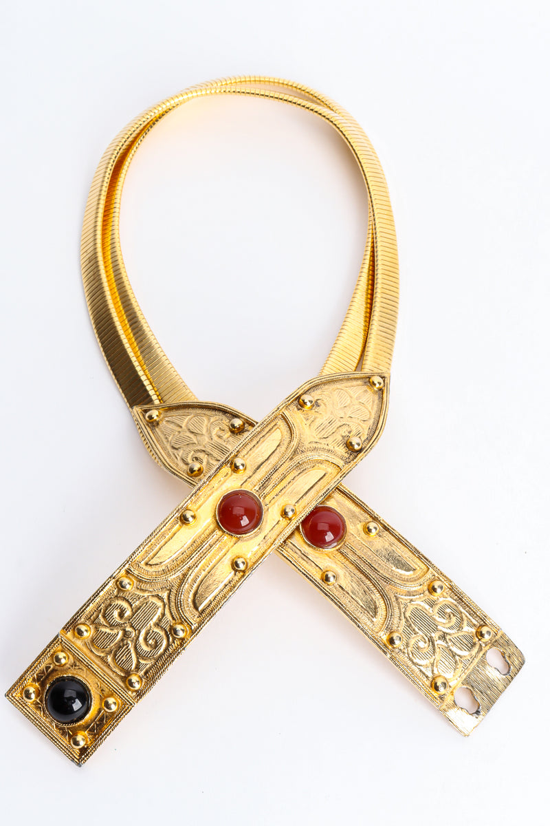 Gold metal band belt by Accessocraft crossed arc @recessla