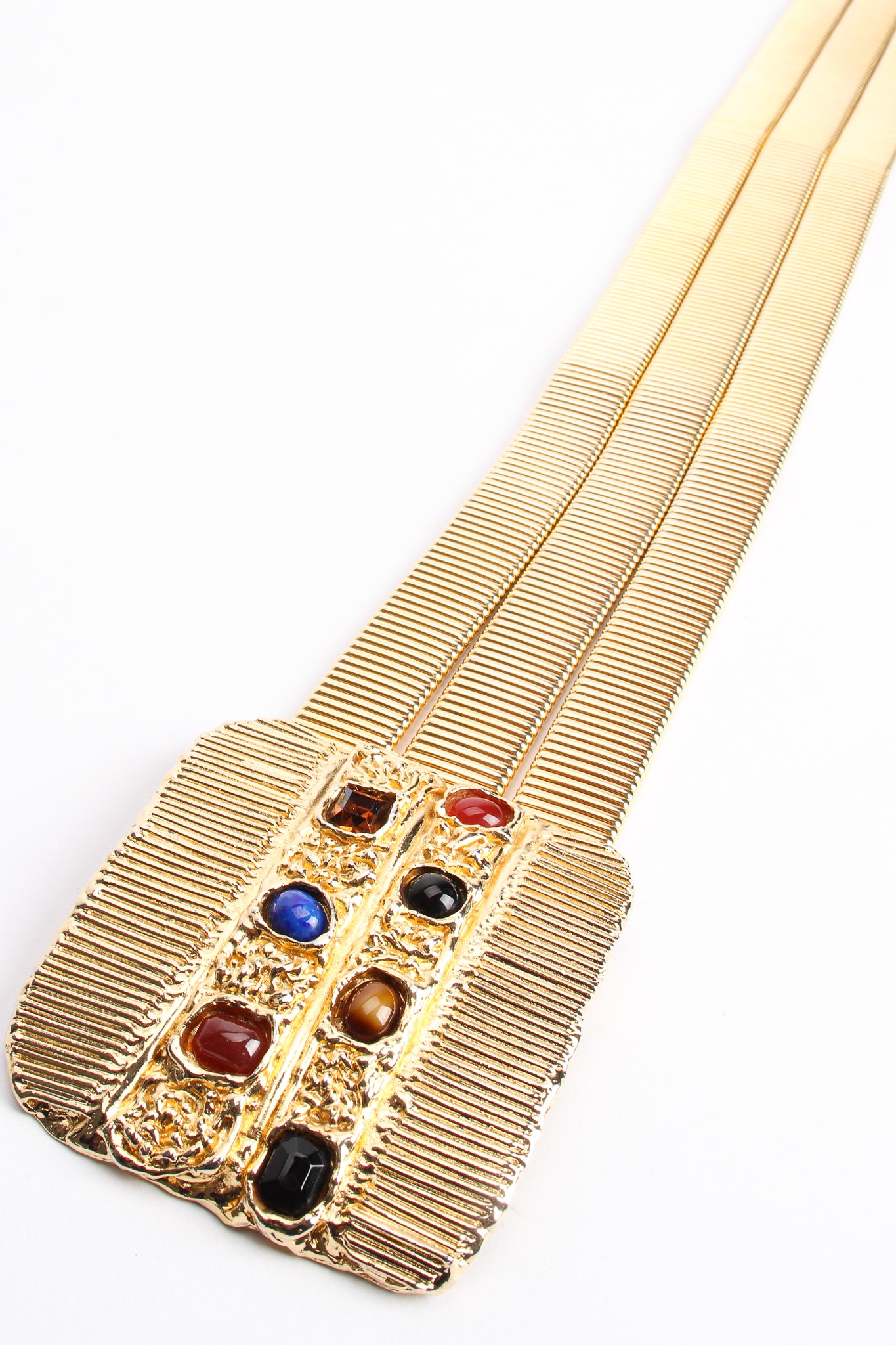 Vintage Accessocraft Gold Fluted Cabochon Buckle Belt at Recess Los Angeles