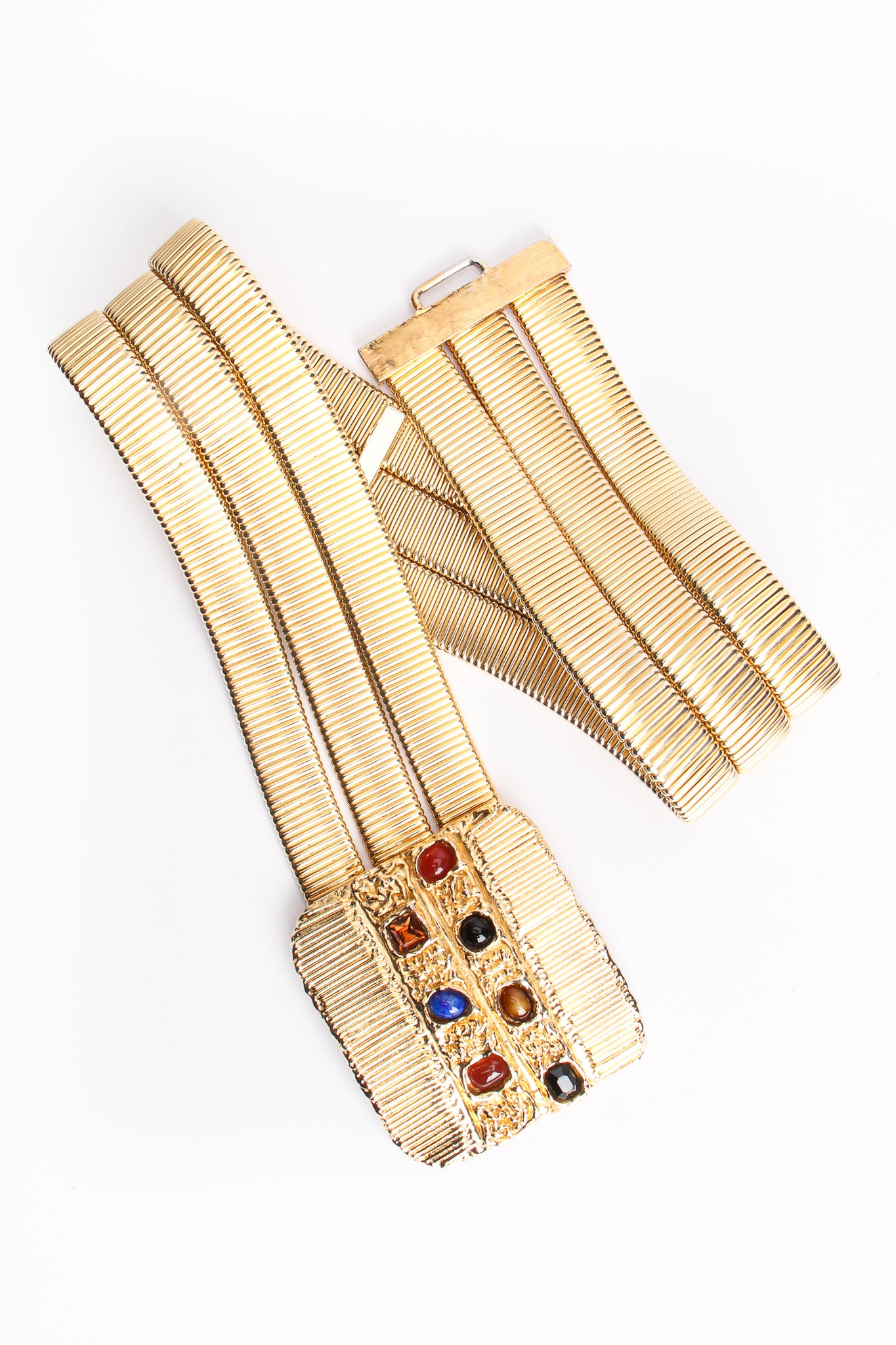 Vintage Accessocraft Gold Fluted Cabochon Buckle Belt at Recess Los Angeles