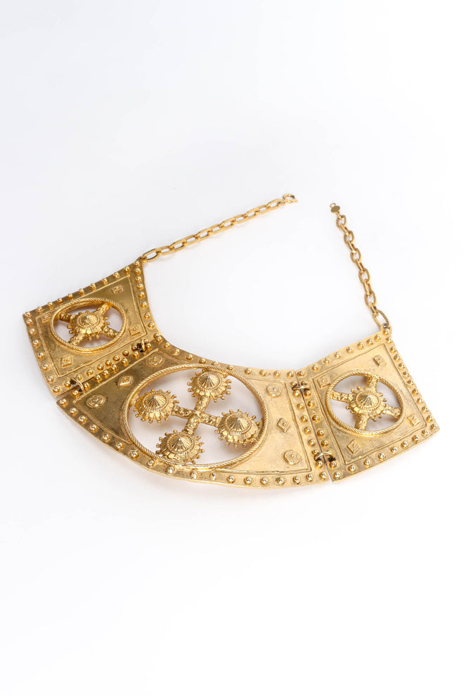 Vintage Accessocraft Triple Cross Plate Necklace angle flat @ Recess Los Angeles