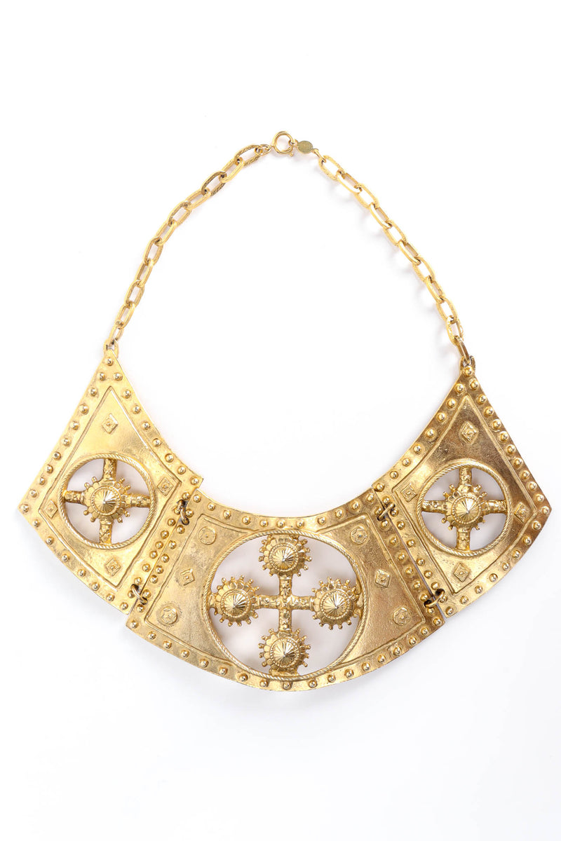 Vintage Accessocraft Triple Cross Plate Necklace front flat @ Recess Los Angeles