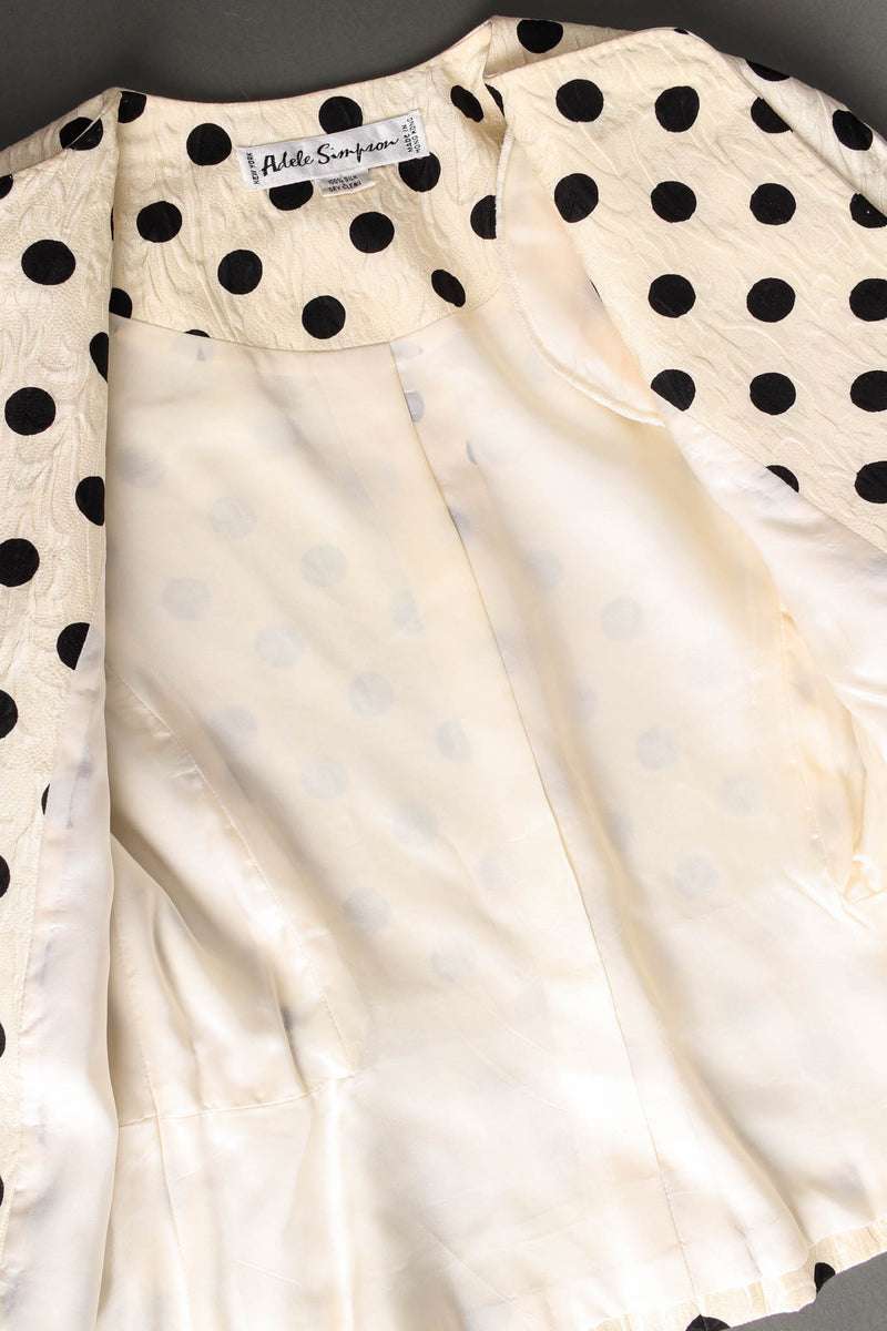 Vintage Adele Simpson Silk Polka Dot Jacket & Skirt Set liner @ Recess LA