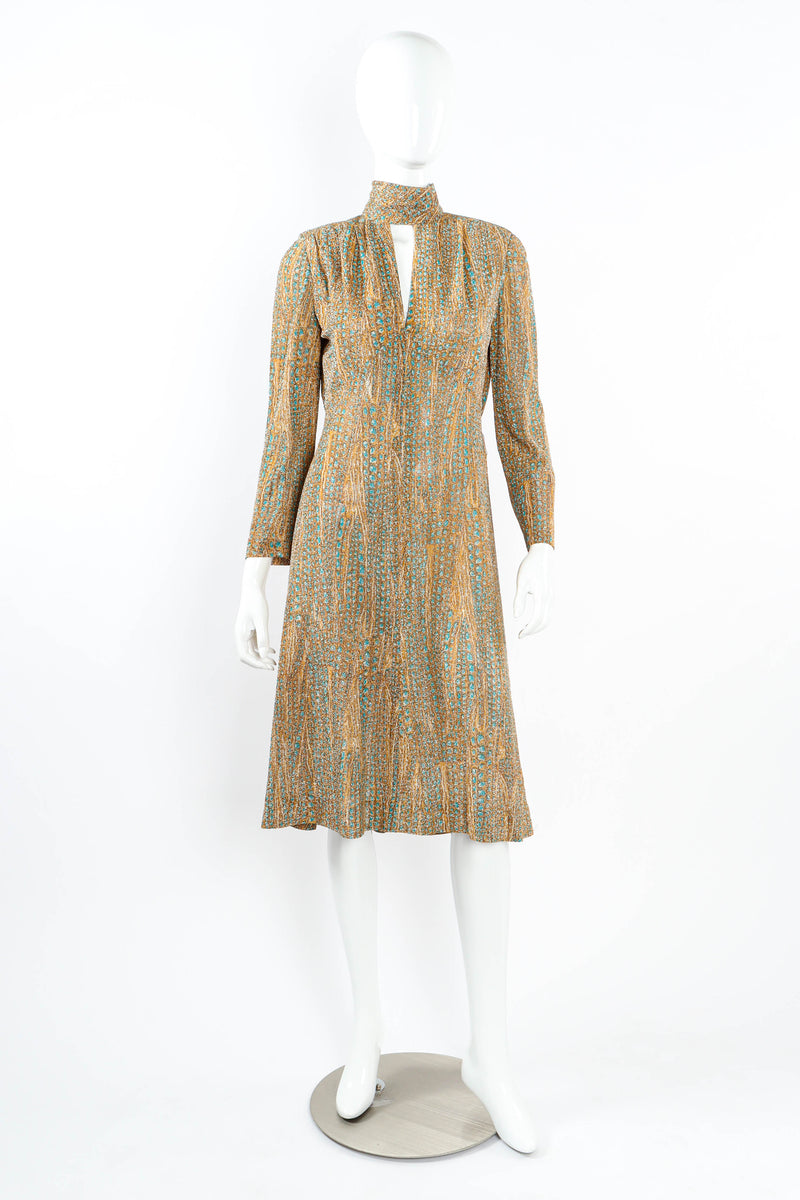 Vintage Adele Simpson Dots & Mineral Print Dress mannequin front @ Recess LA