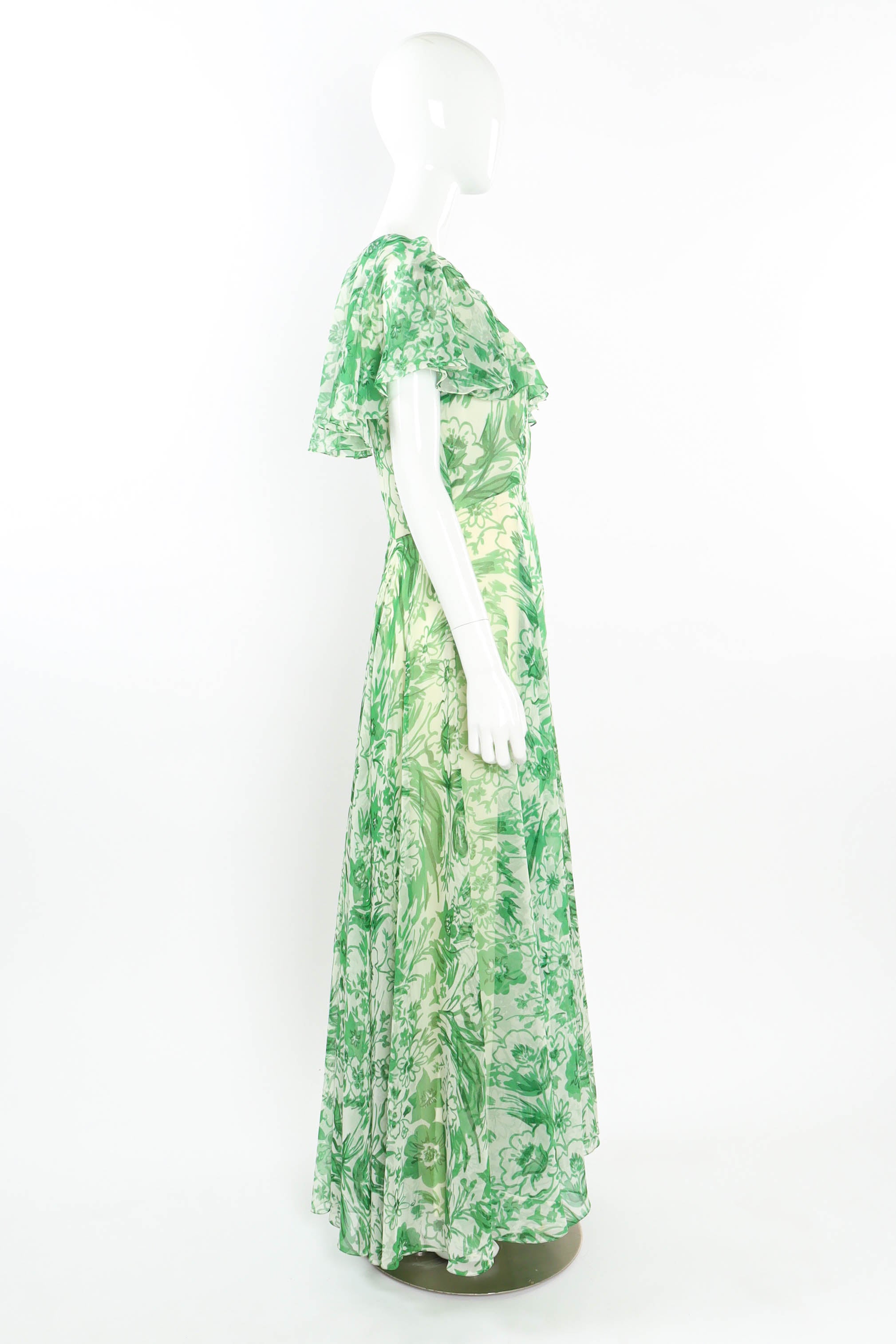 Vintage Adele Simpson Freehand Floral Print Dress mannequin side @ Recess LA