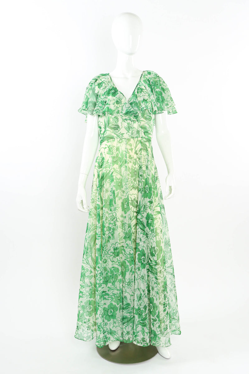 Vintage Adele Simpson Freehand Floral Print Dress mannequin front @ Recess LA
