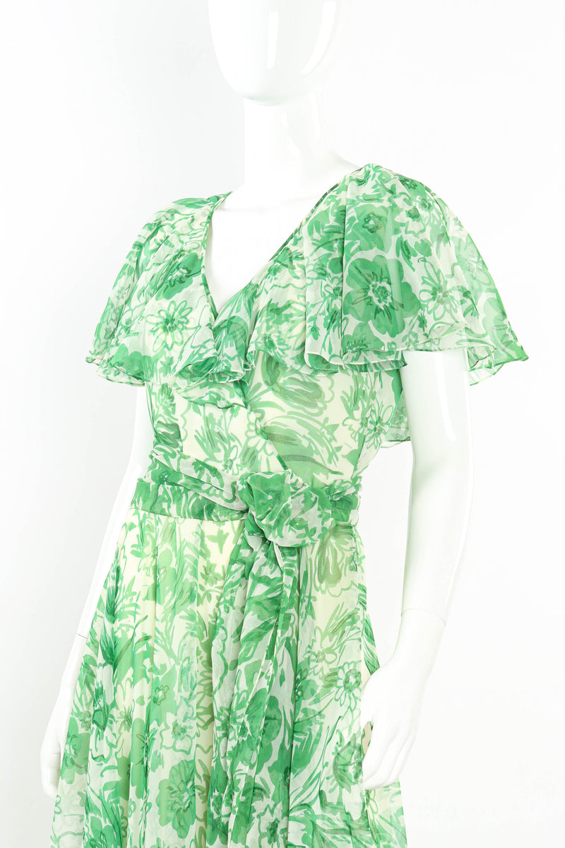 Vintage Adele Simpson Freehand Floral Print Dress mannequin angle close up @ Recess LA