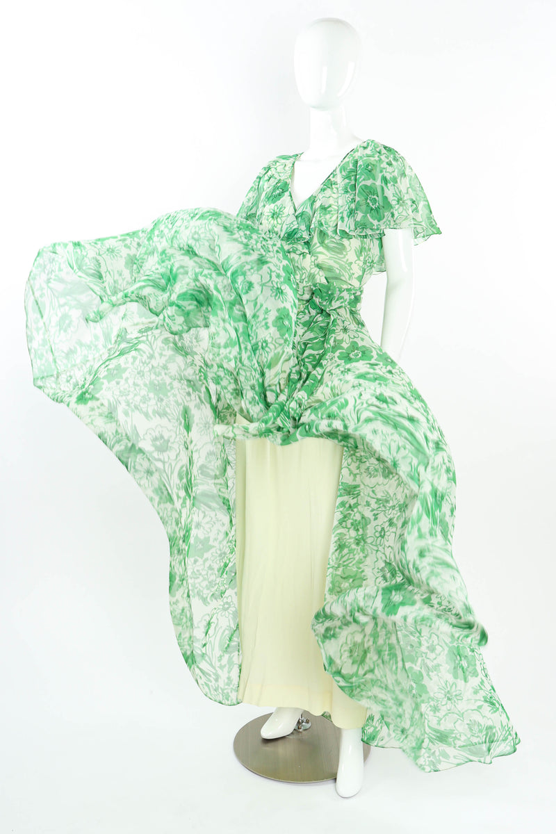 Vintage Adele Simpson Freehand Floral Print Dress skirt flow detail @ Recess LA