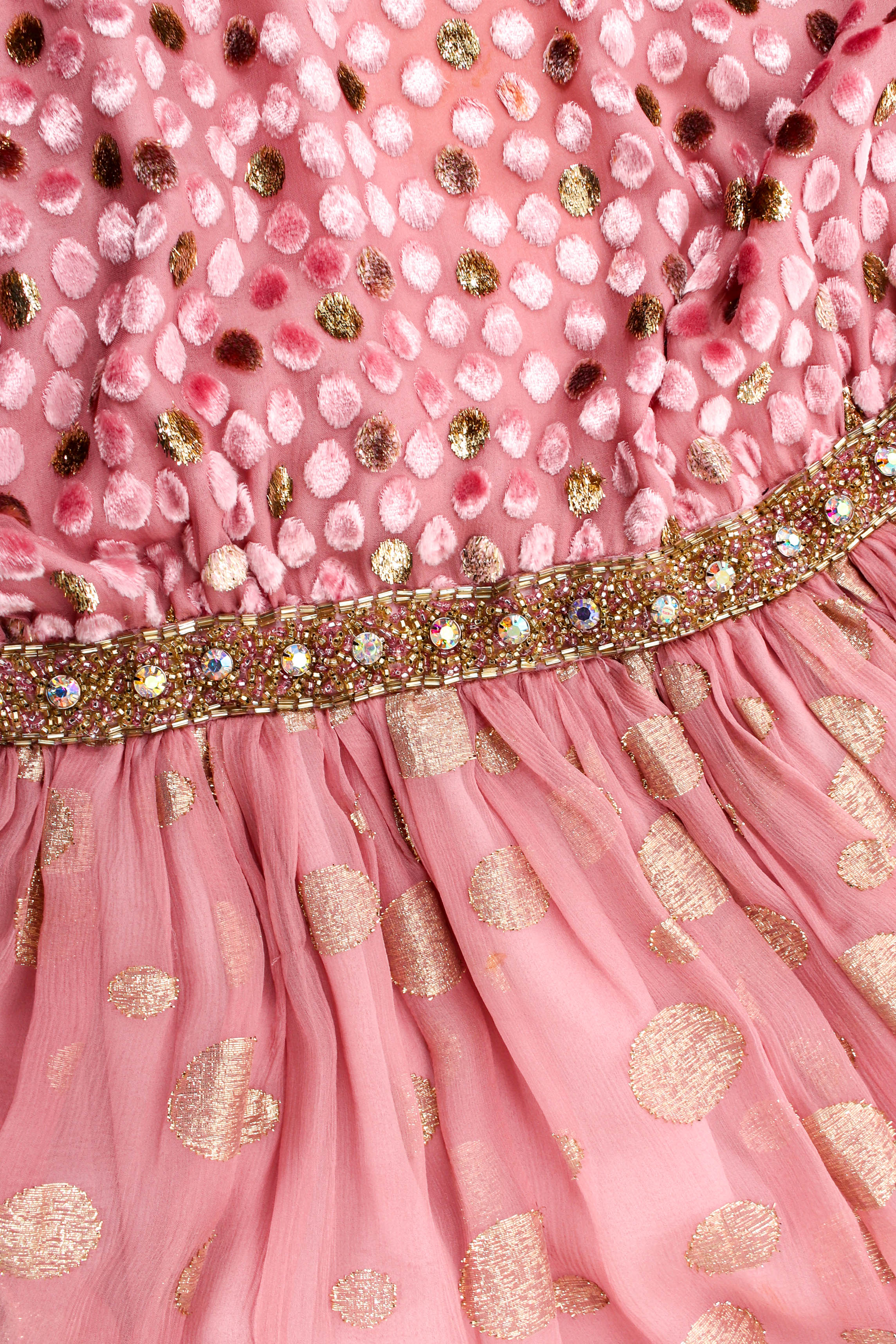 Vintage Adele Simpson Beaded Textured Dot Dress beaded waist detail  @ Recess LA