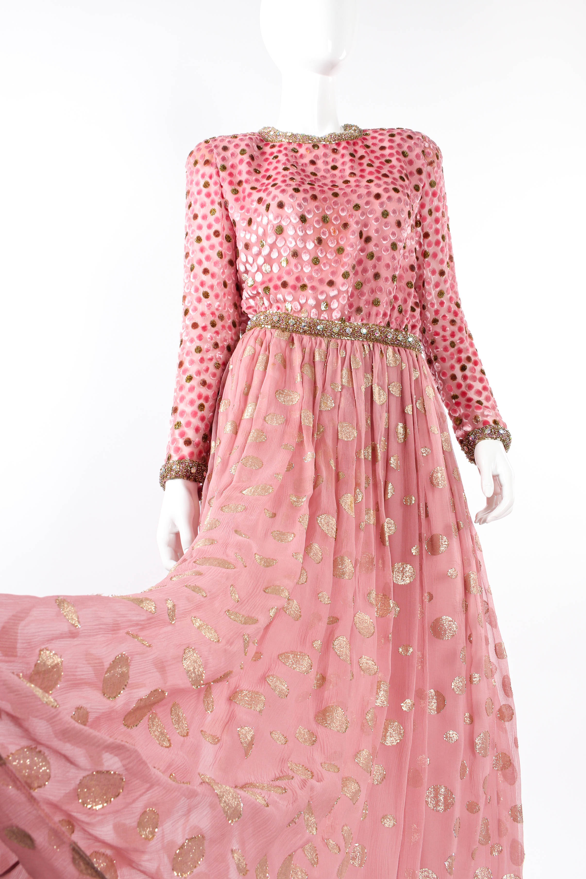 Vintage Adele Simpson Beaded Textured Dot Dress mannequin dot close up @ Recess LA 