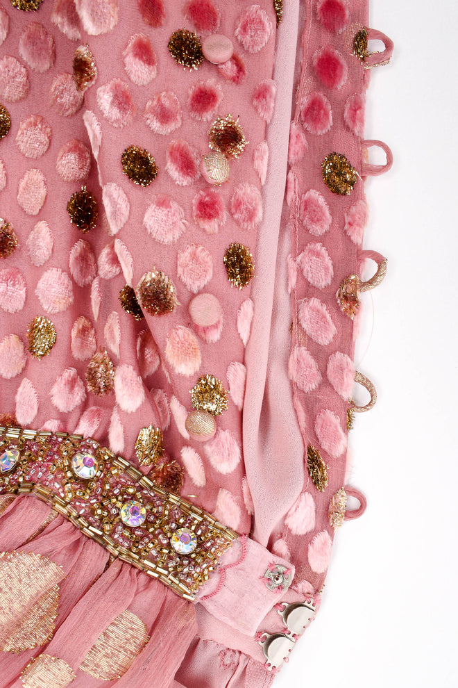 Vintage Adele Simpson Beaded Textured Dot Dress rouleau loops button closure @ Recess LA