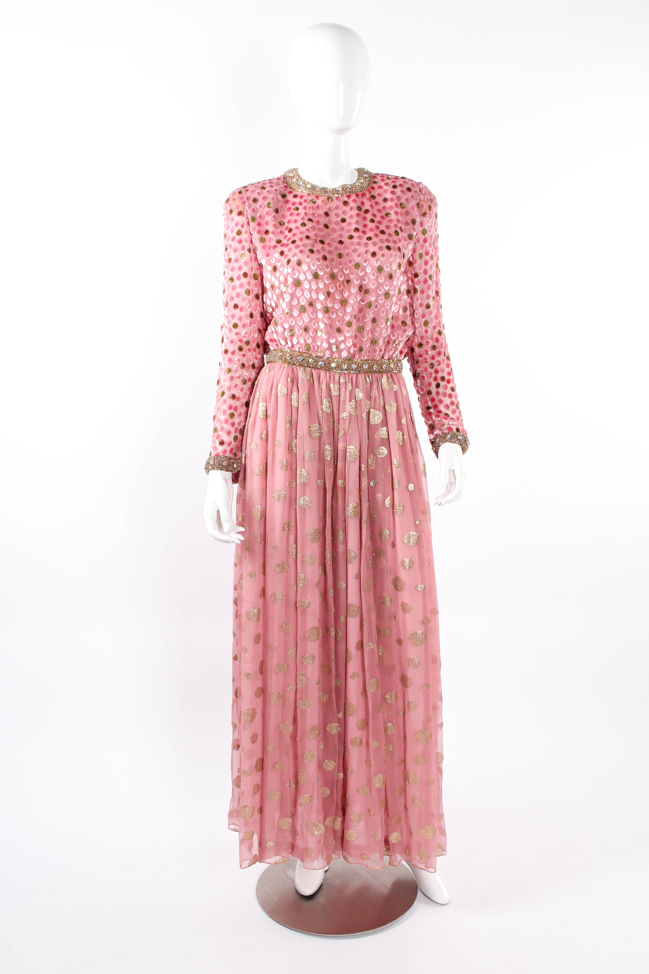 Vintage Adele Simpson Beaded Textured Dot Dress on mannequin @ Recess LA 