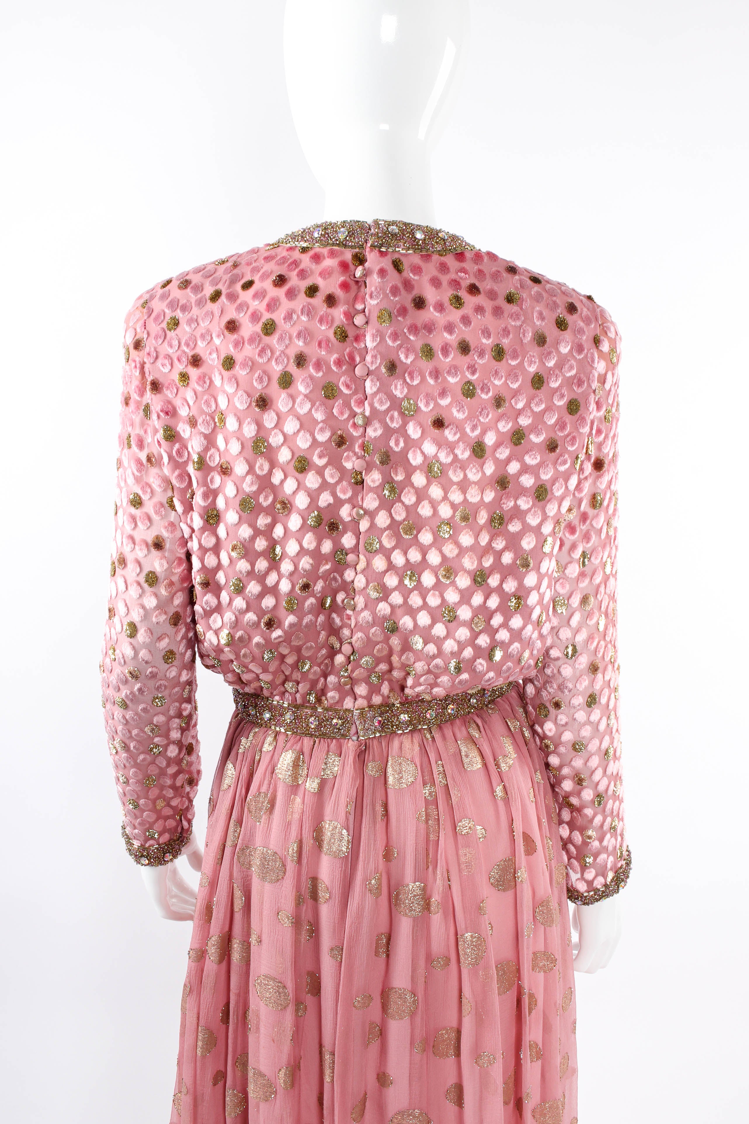 Vintage Adele Simpson Beaded Textured Dot Dress back details @ Recess LA
