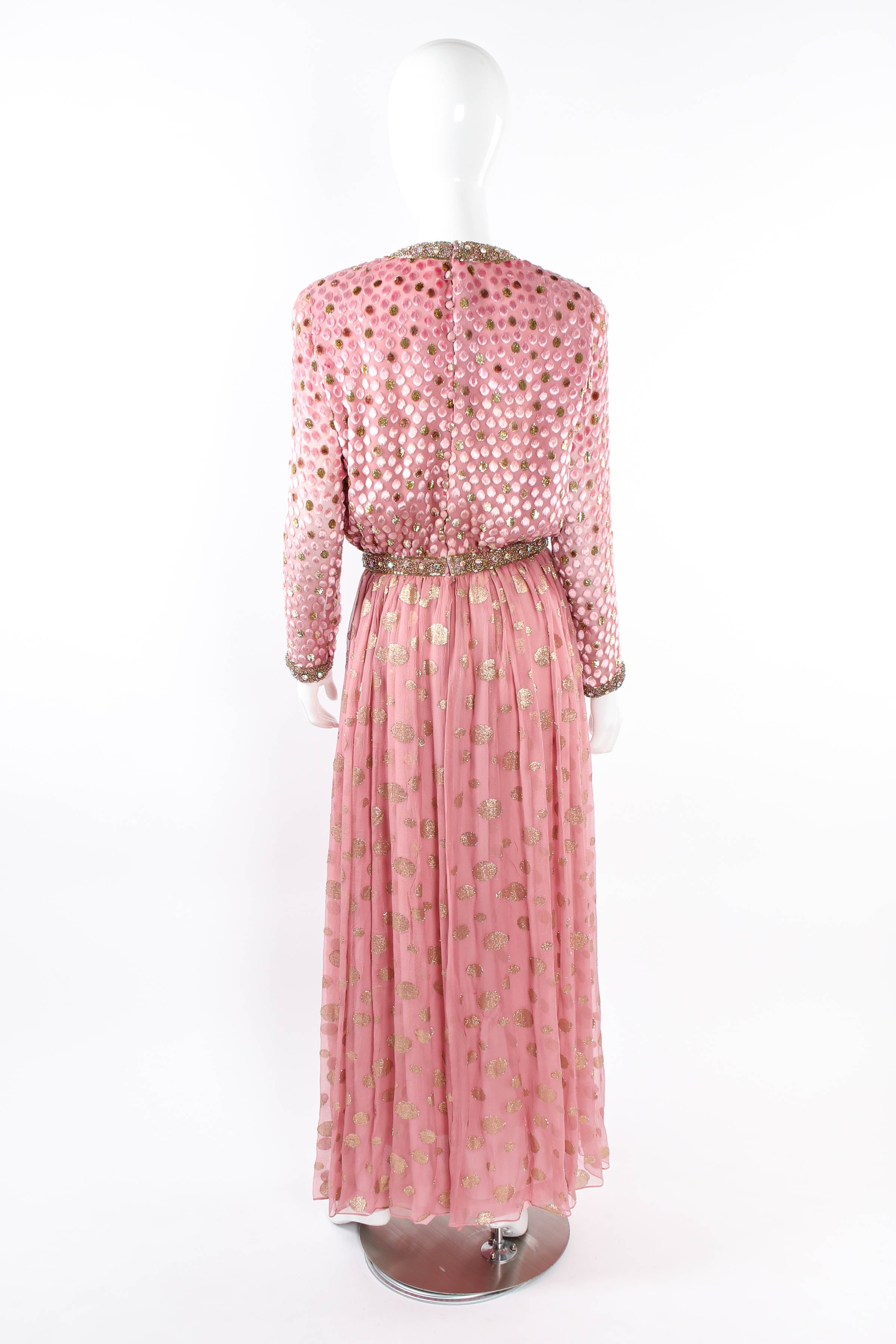 Vintage Adele Simpson Beaded Textured Dot Dress mannequin back @ Recess LA