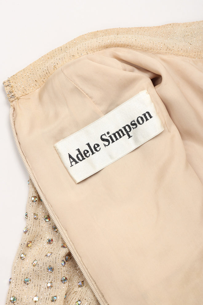 Recess Los Angeles Vintage Adele Simpson Iridescent Crystal Champagne Lamé Naked Dress