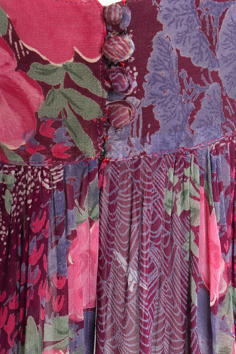 Vintage Adini Sheer Floral Harem Jumpsuit back button detail at Recess Los Angeles