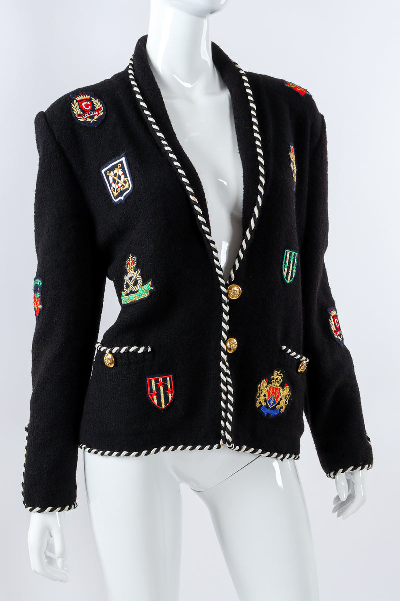 Vintage Adolfo College Emblem Embellished Jacket on mannequin at Recess Los Angeles