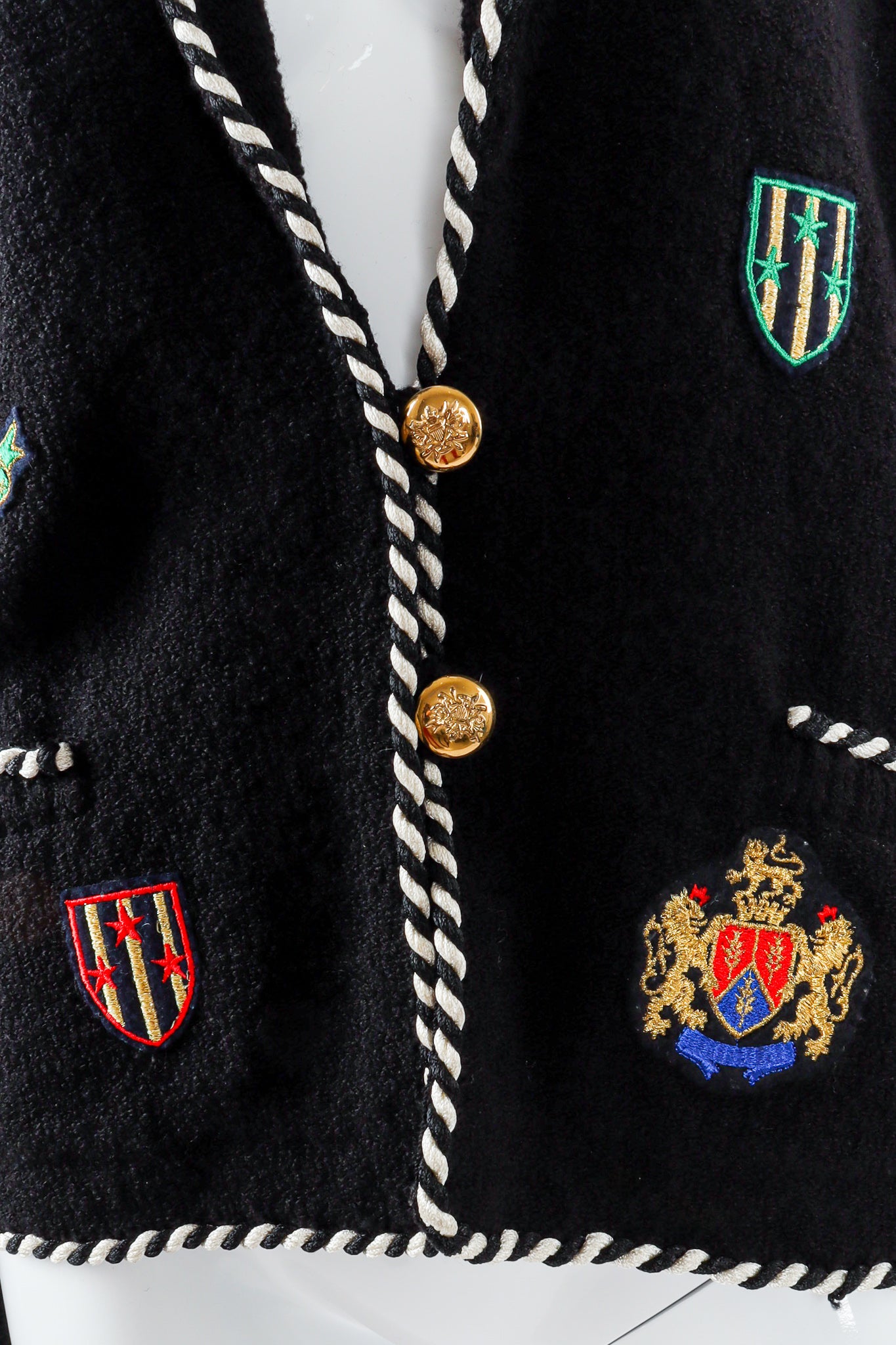 Vintage Adolfo College Emblem Embellished Jacket buttons at Recess Los Angeles