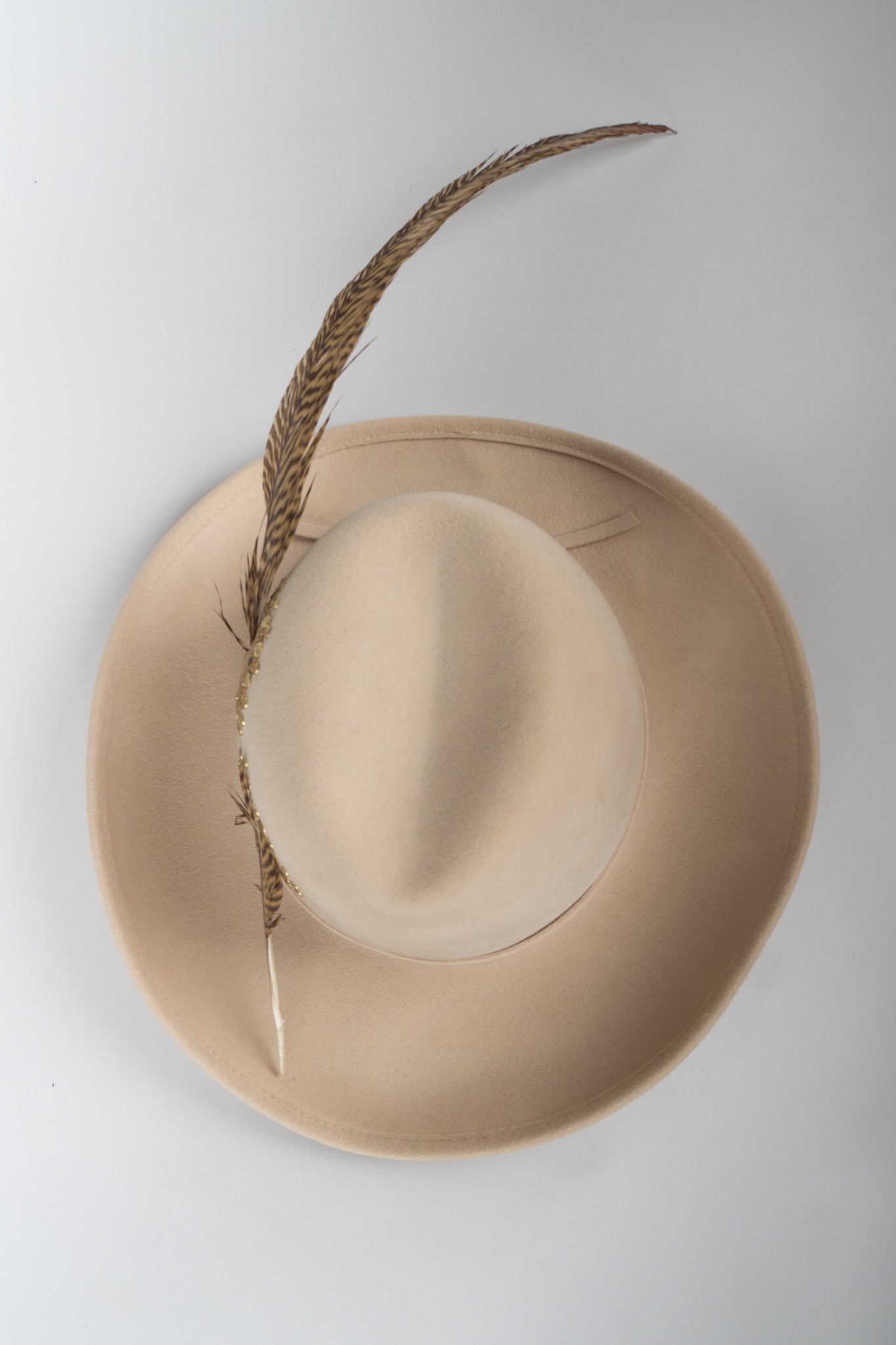 Adolfo II Wool Felt Studded Pierced Feather Hat