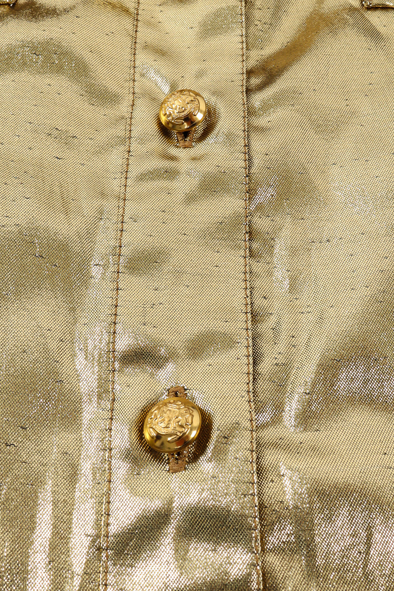 Vintage Adolfo Lamé Metallic Bow Tie Blouse fabric/button close  @ Recess LA