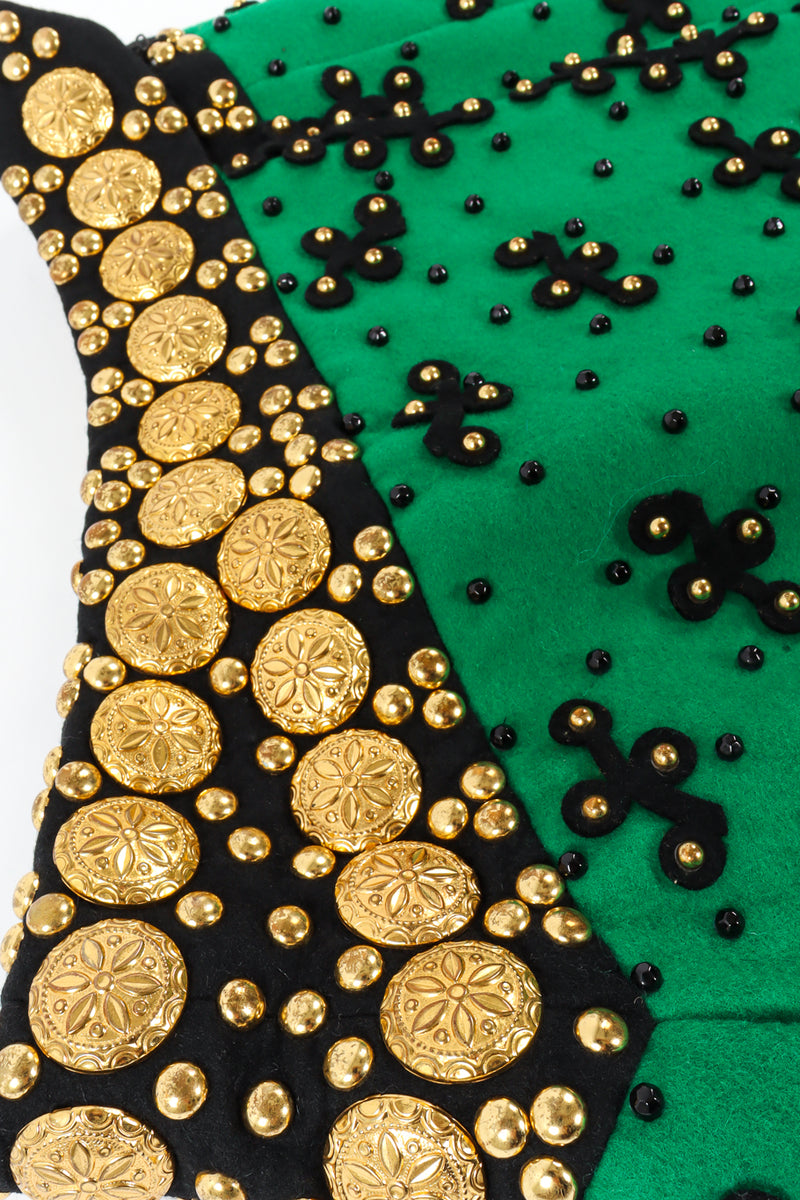 VIntage Adolfo Studded Embellished Wool Skirt embellished appliqué close @ Recess LA