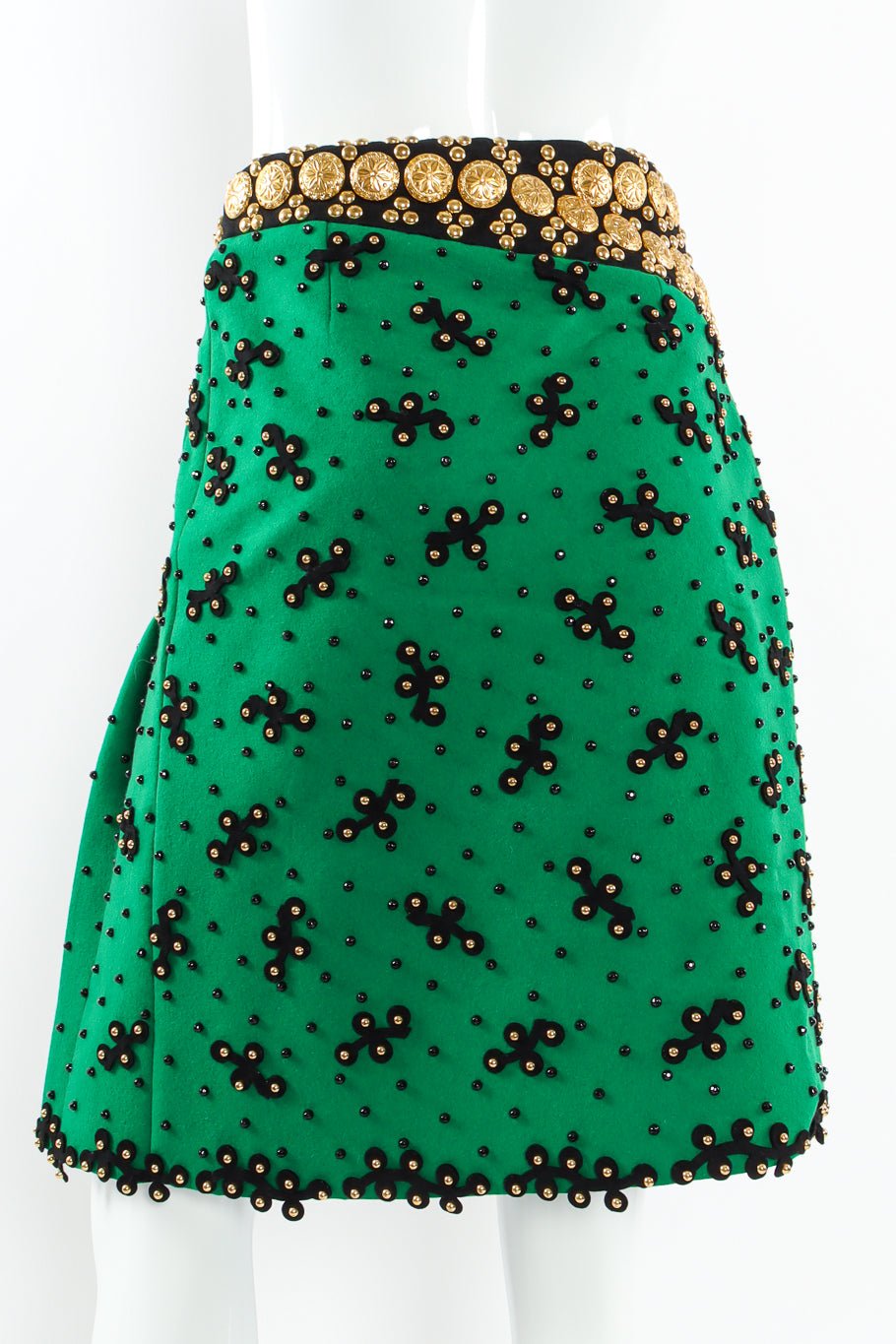 VIntage Adolfo Studded Embellished Wool Skirt back close @ Recess LA