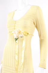 Vintage Adolfo Eyelet Knit Maxi Dress Waist Corsage on Mannequin crop at Recess LA