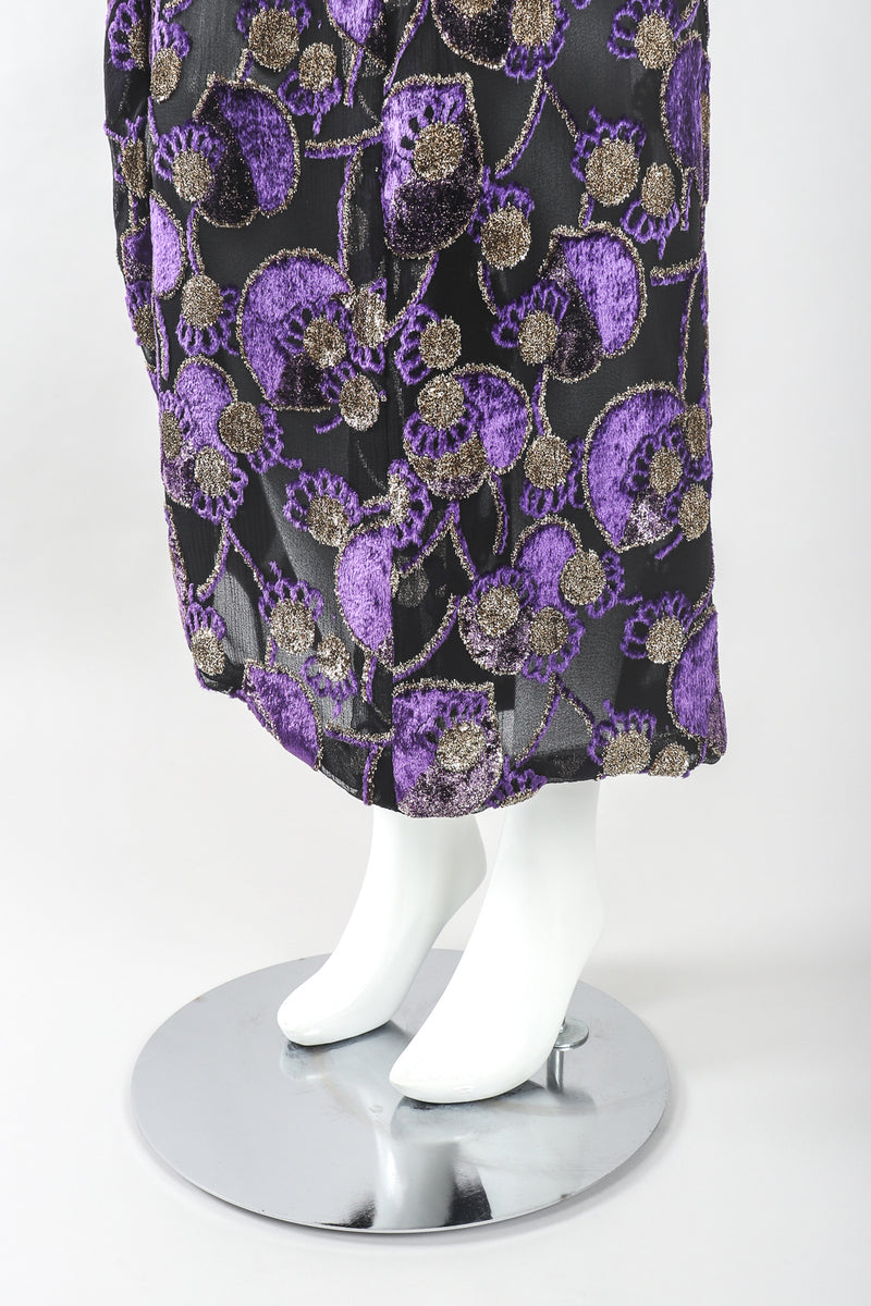 Recess Designer Consignment Vintage Adolfo Velvet Lamé Burnout Wrap Skirt Los Angeles Resale