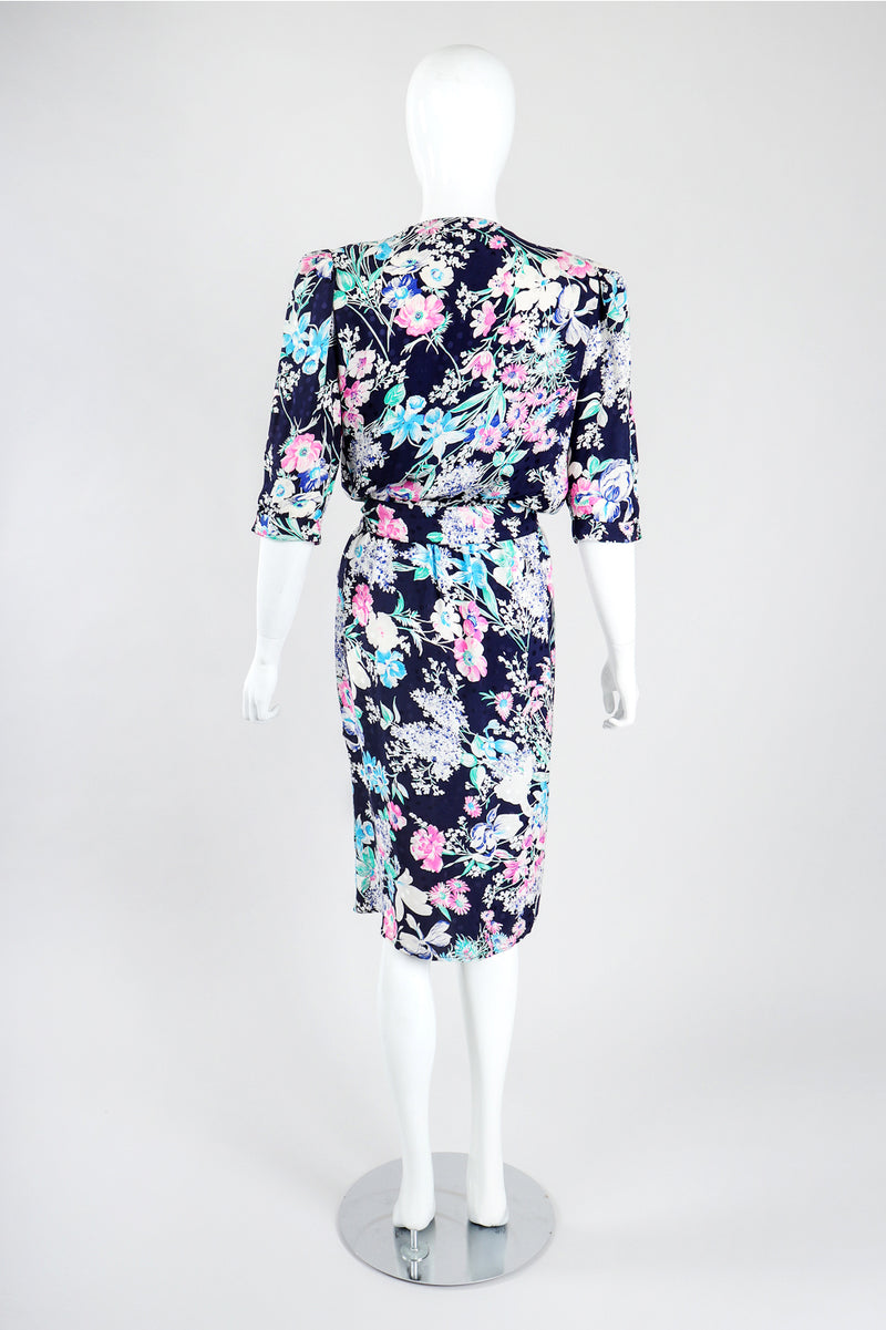Recess Los Angeles Designer Consignment Vintage Adolfo Silk Floral Wrap Dress Resale Recycled