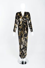 Vintage Adolfo Gathered Velvet Lamé Gown on Mannequin Front at Recess