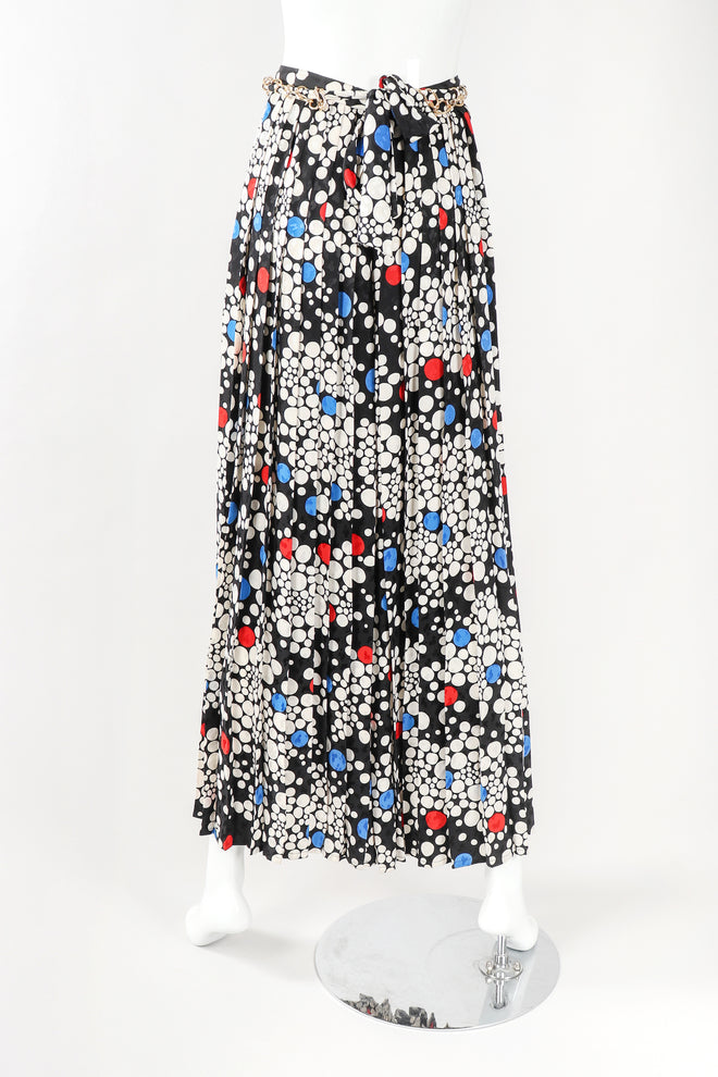 Recess Designer Consignment Vintage Adolfo Fizzy Polka Dot Pleated Palazzo Pant
