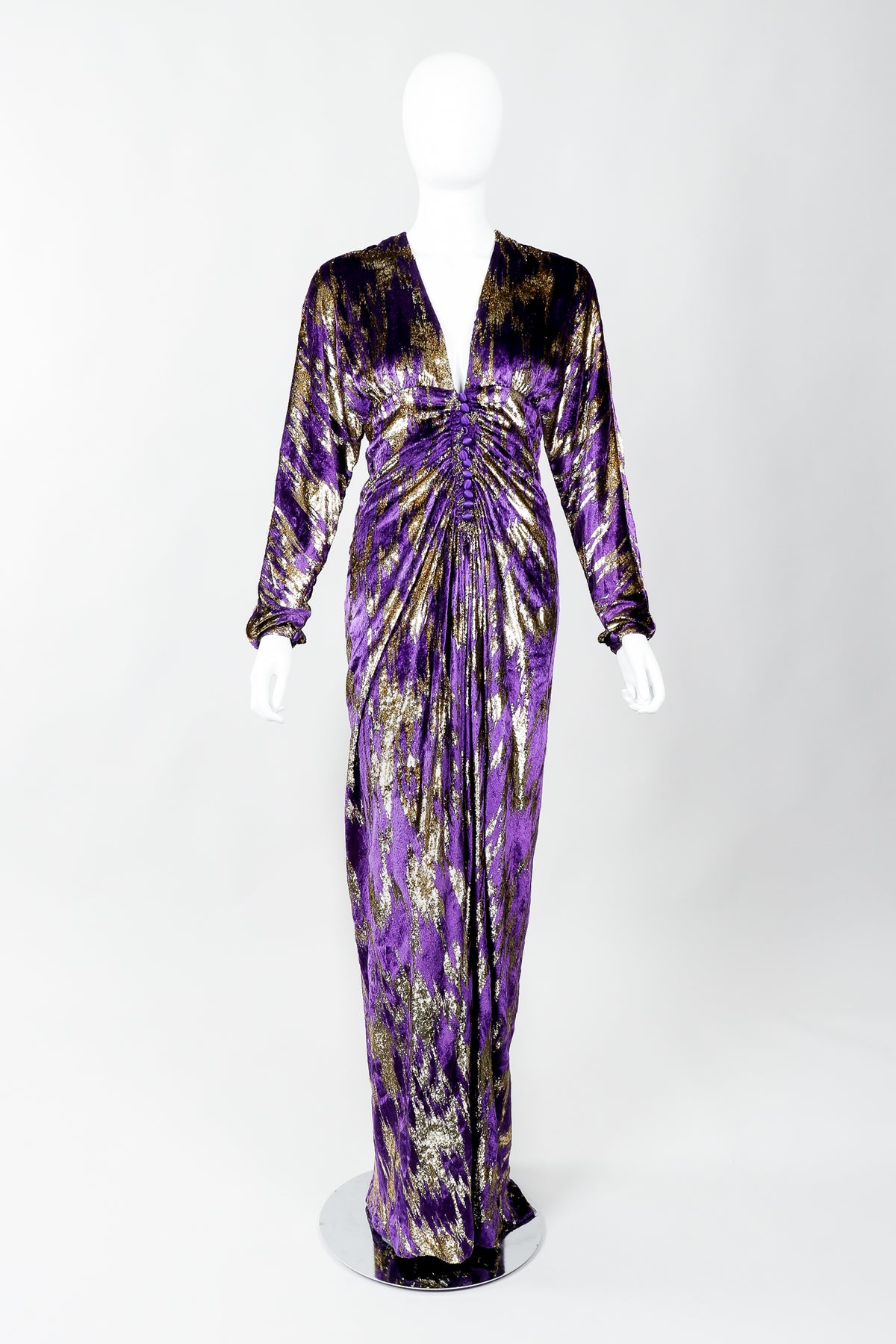 Vintage Adolfo Gathered Velvet Lamé Lightening Gown – Recess