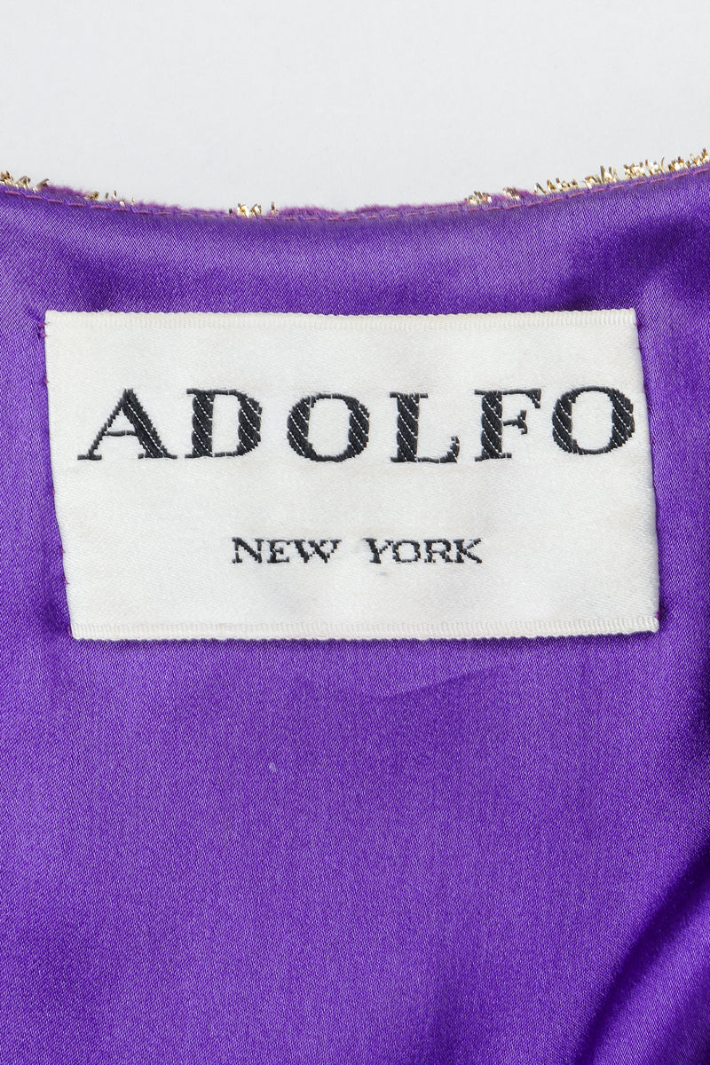 Vintage Adolfo Label on purple lining fabric
