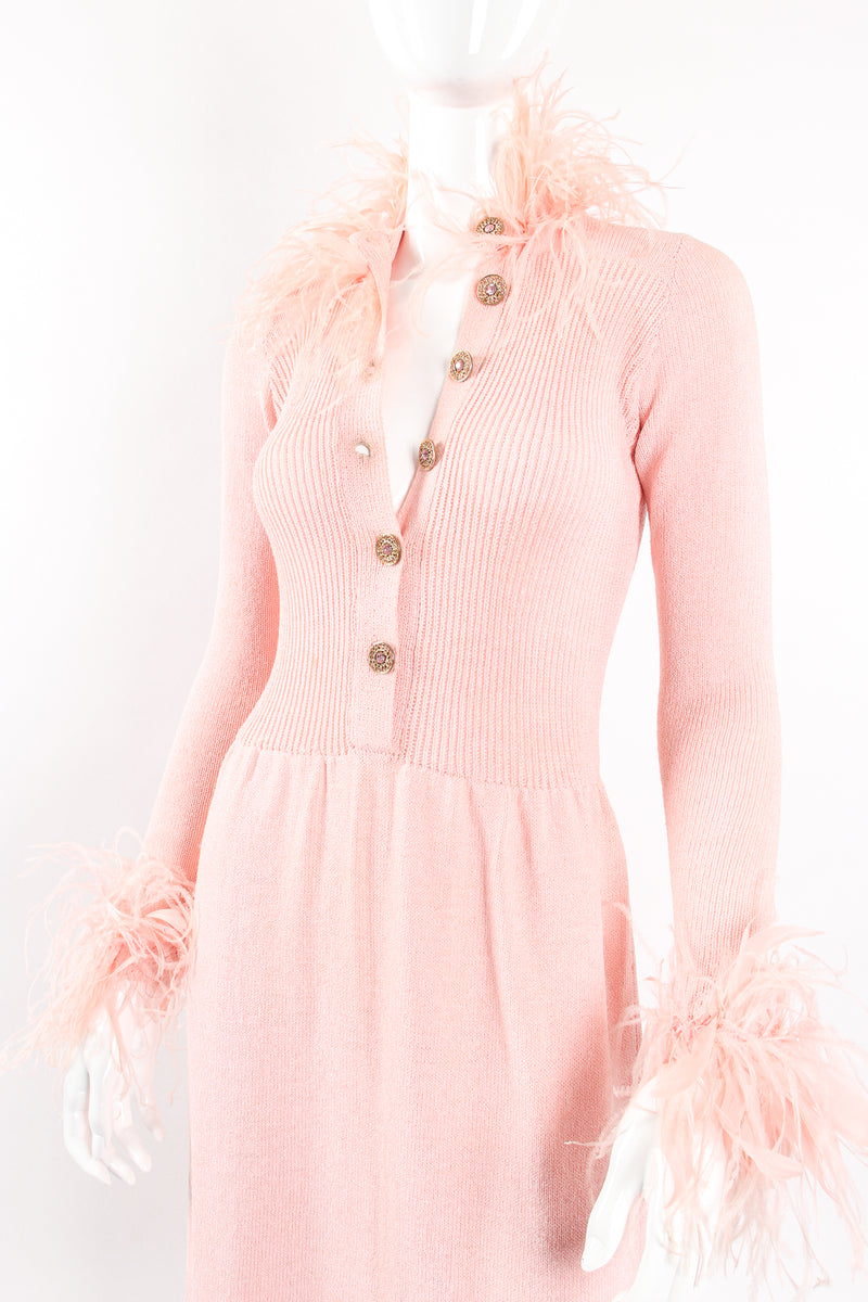 Vintage Adolfo Feather Sweater Knit Dress on Mannequin unutton at Recess Los Angeles