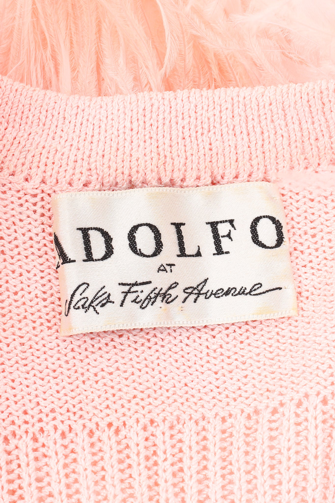 Vintage Adolfo Feather Sweater Knit Dress label at Recess Los Angeles
