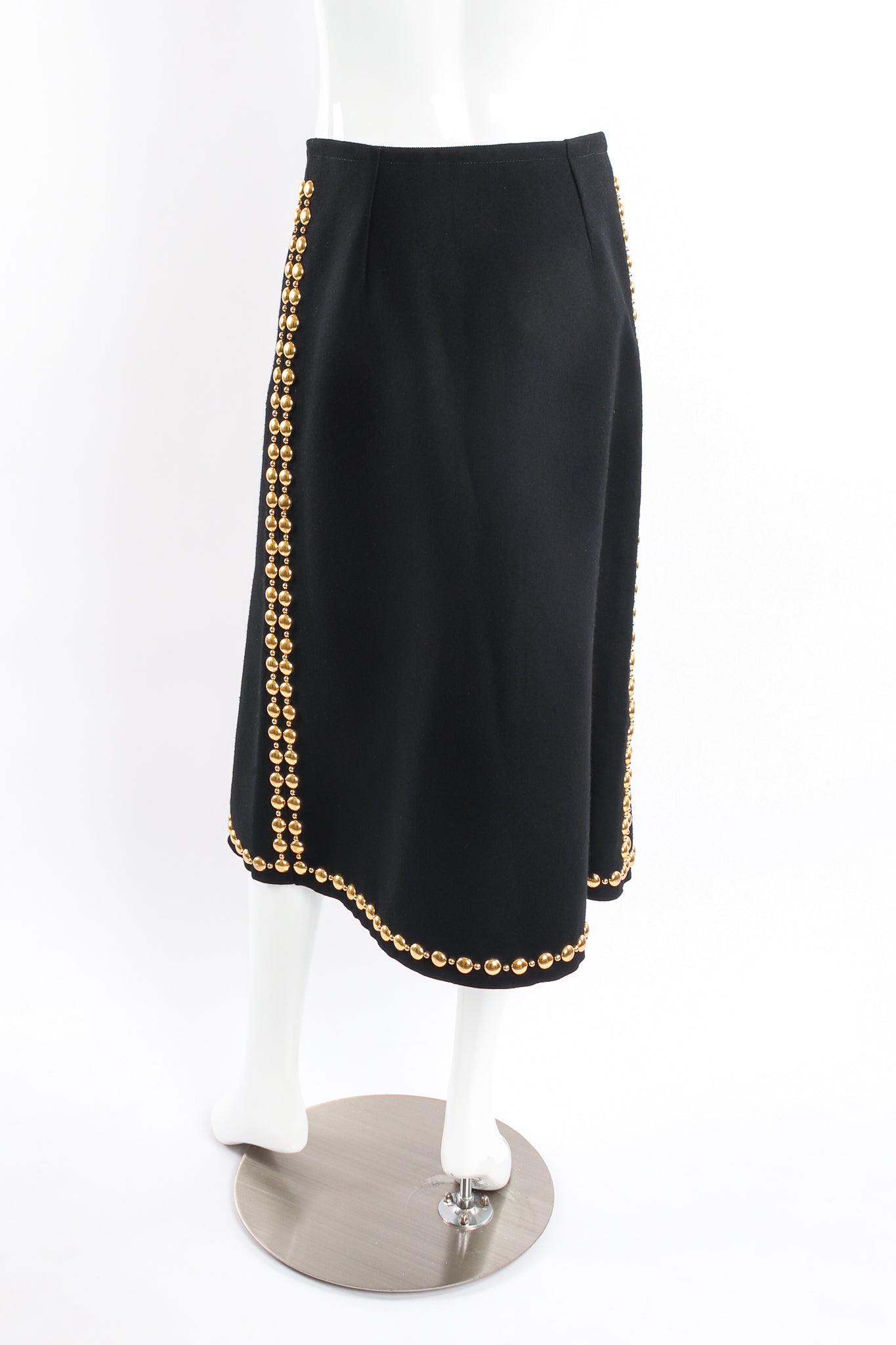 Vintage Adolfo Gold-Studded Wrap Skirt back on Mannequin at Recess LA