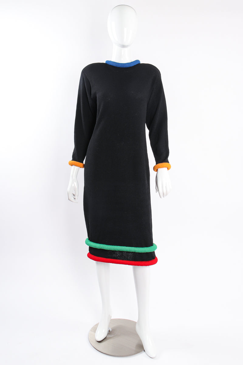 Vintage Adolfo Banded Knit Midi Sweater Dress on mannequin front at Recess Los Angeles