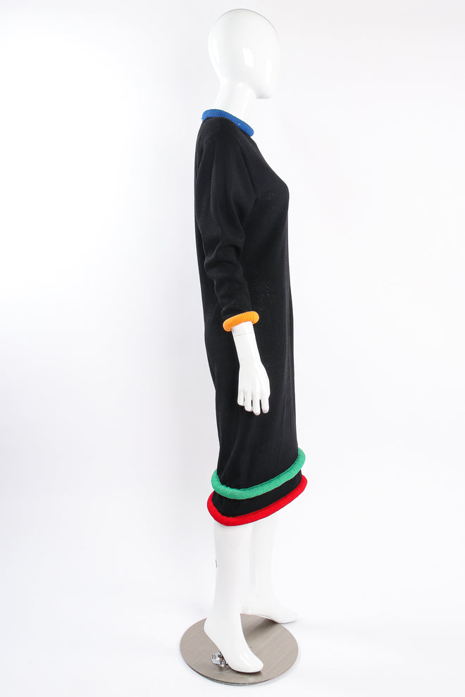 Vintage Adolfo Banded Knit Midi Sweater Dress on mannequin side at Recess Los Angeles