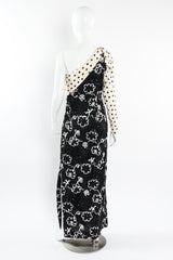 Vintage Adolfo for Saks Sequin Floral Lace Polka Dot Silk Dress mannequin back @ Recess LA