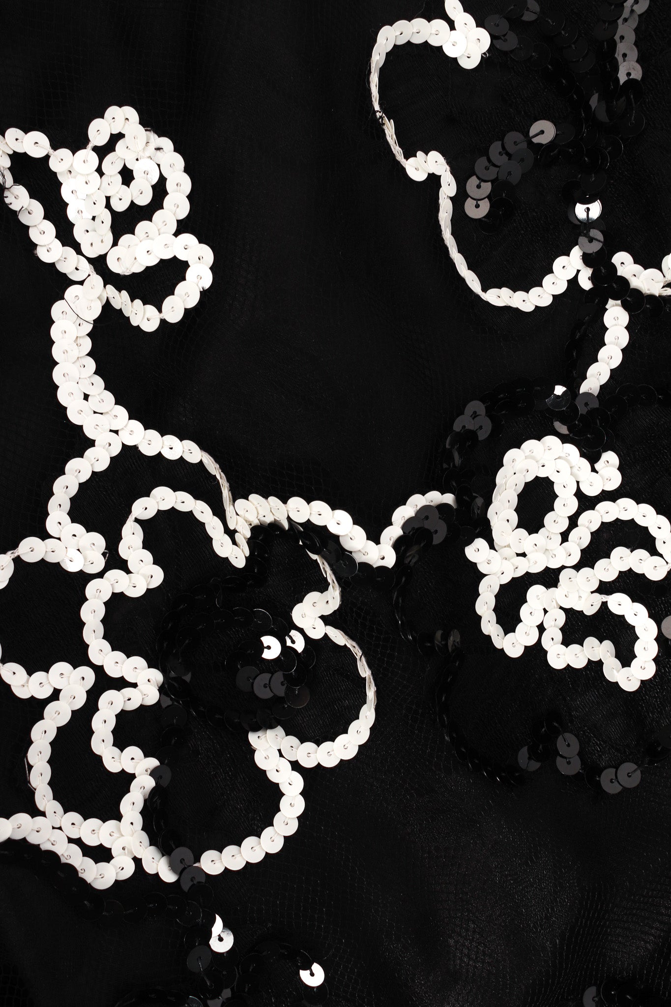 Vintage Adolfo for Saks Sequin Floral Lace Polka Dot Silk Dress floral sequins @ Recess LA
