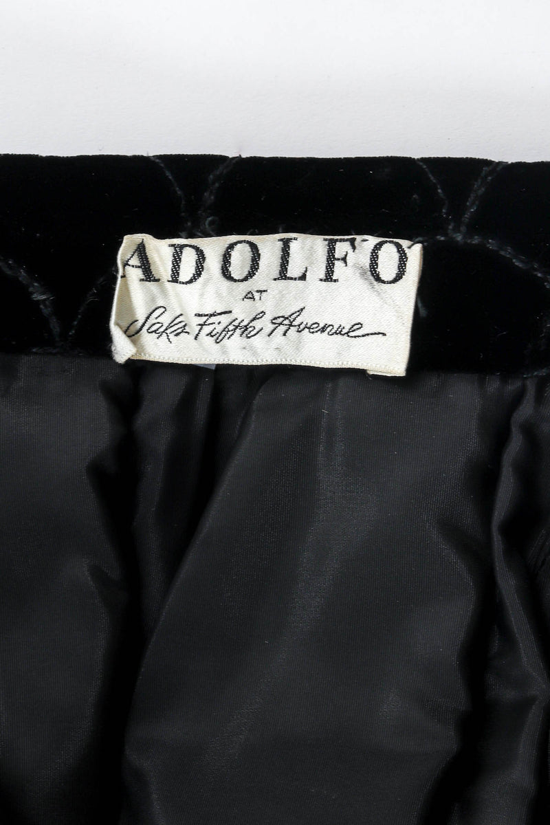 Vintage Adolfo for Saks Velvet Scale Pattern Top & Skirt Set tag @ Recess Los Angeles