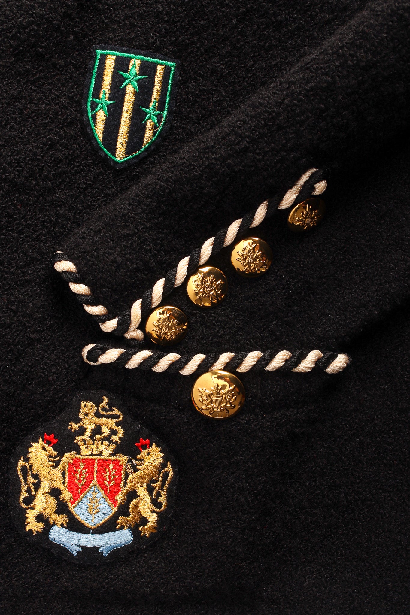 Vintage Adolfo Collegiate Crest Appliqué Jacket II sleeve/buttons @ Recess LA