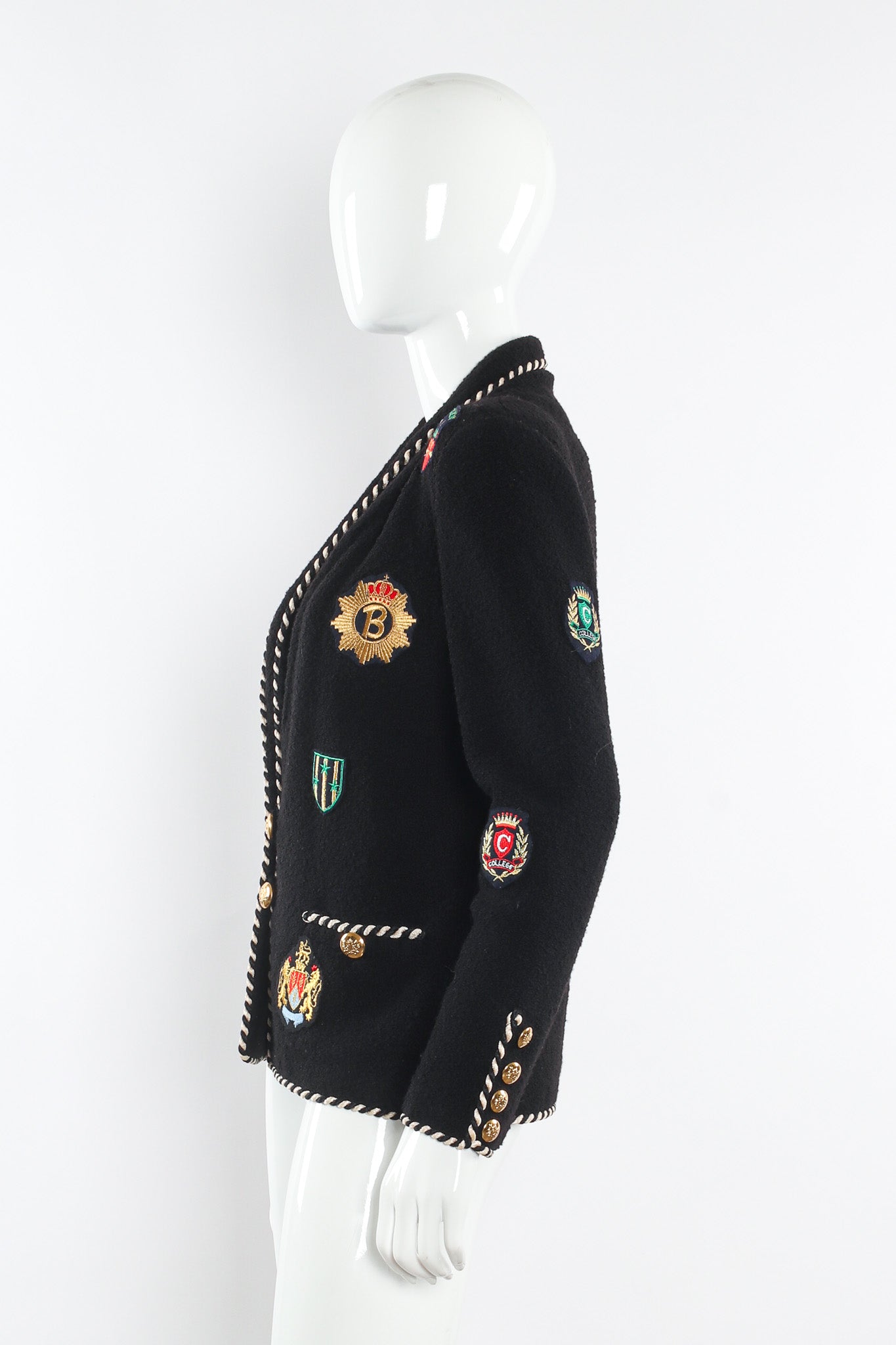 Vintage Adolfo Collegiate Crest Appliqué Jacket II mannequin side @ Recess LA