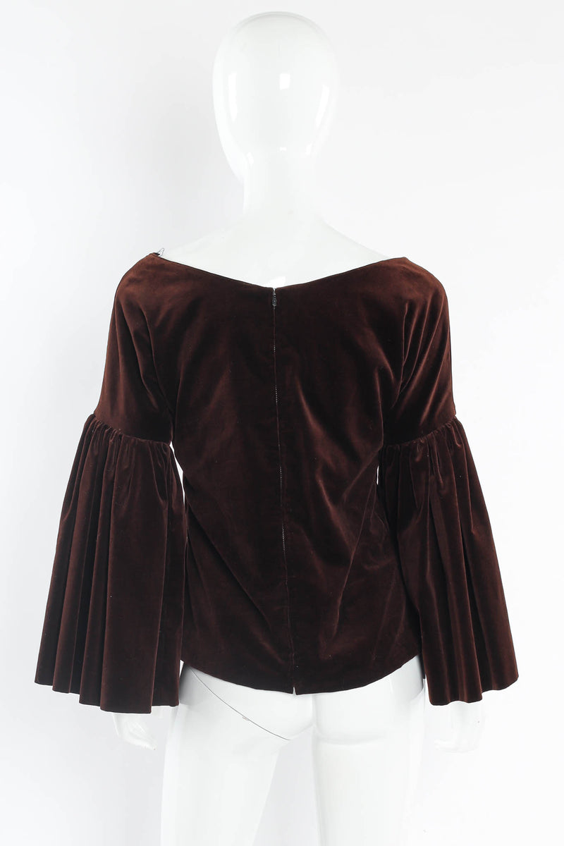 Vintage Adolfo for Saks Velvet Embroidered Leaf Top & Skirt Set mannequin top back @ Recess LA