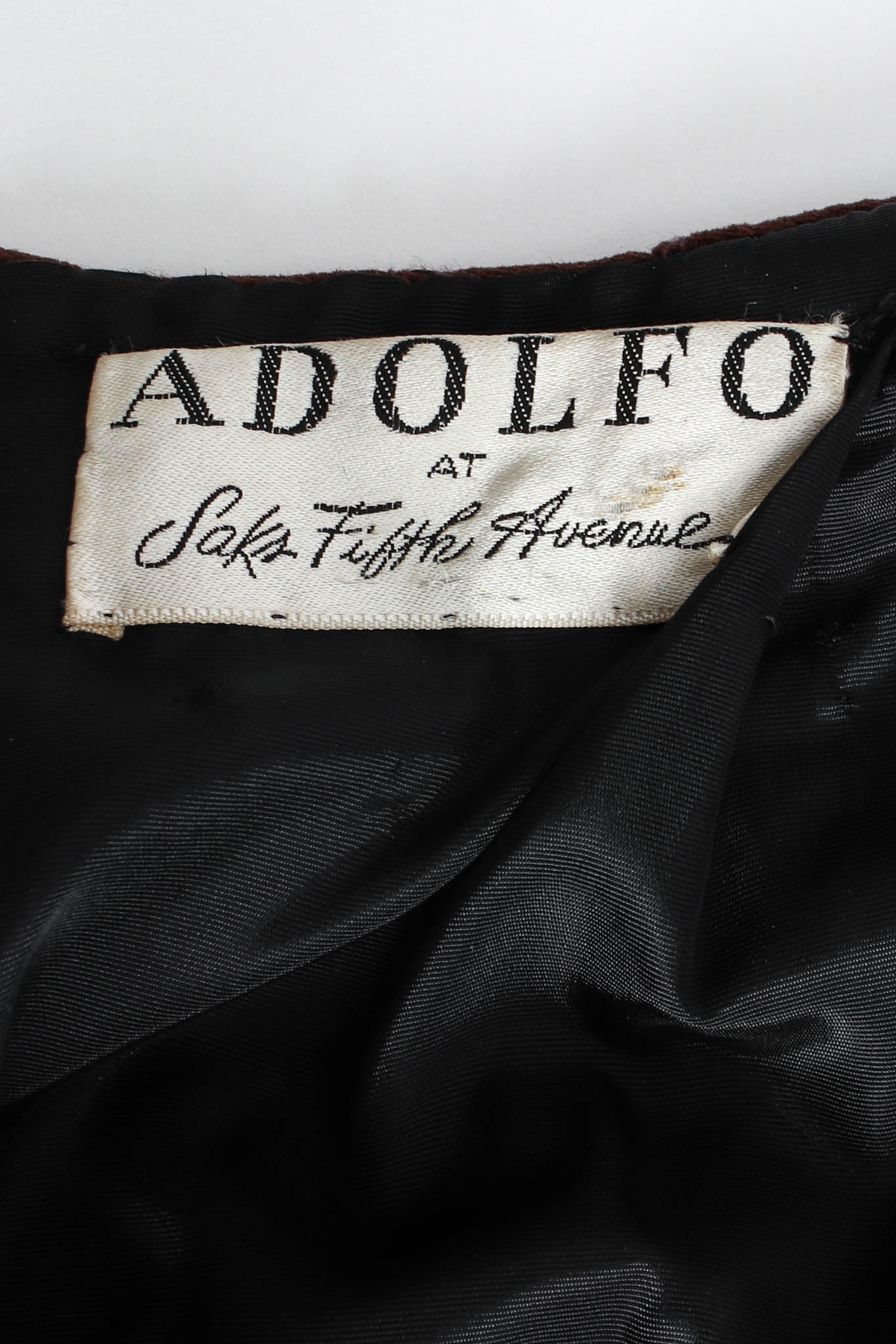 Vintage Adolfo for Saks Velvet Embroidered Leaf Top & Skirt Set Label @ Recess LA