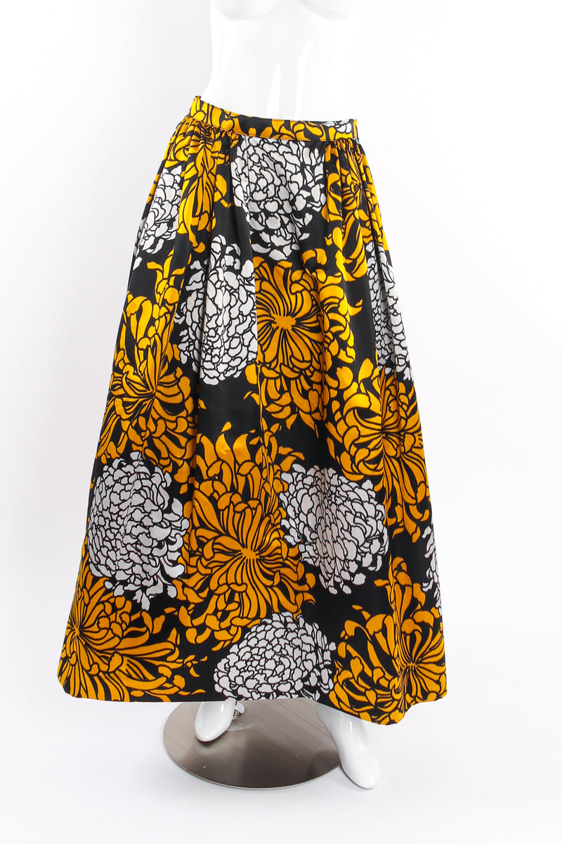 Vintage Adolfo Chrysanthemum Print Silk Skirt on mannequin front at Recess Los Angeles