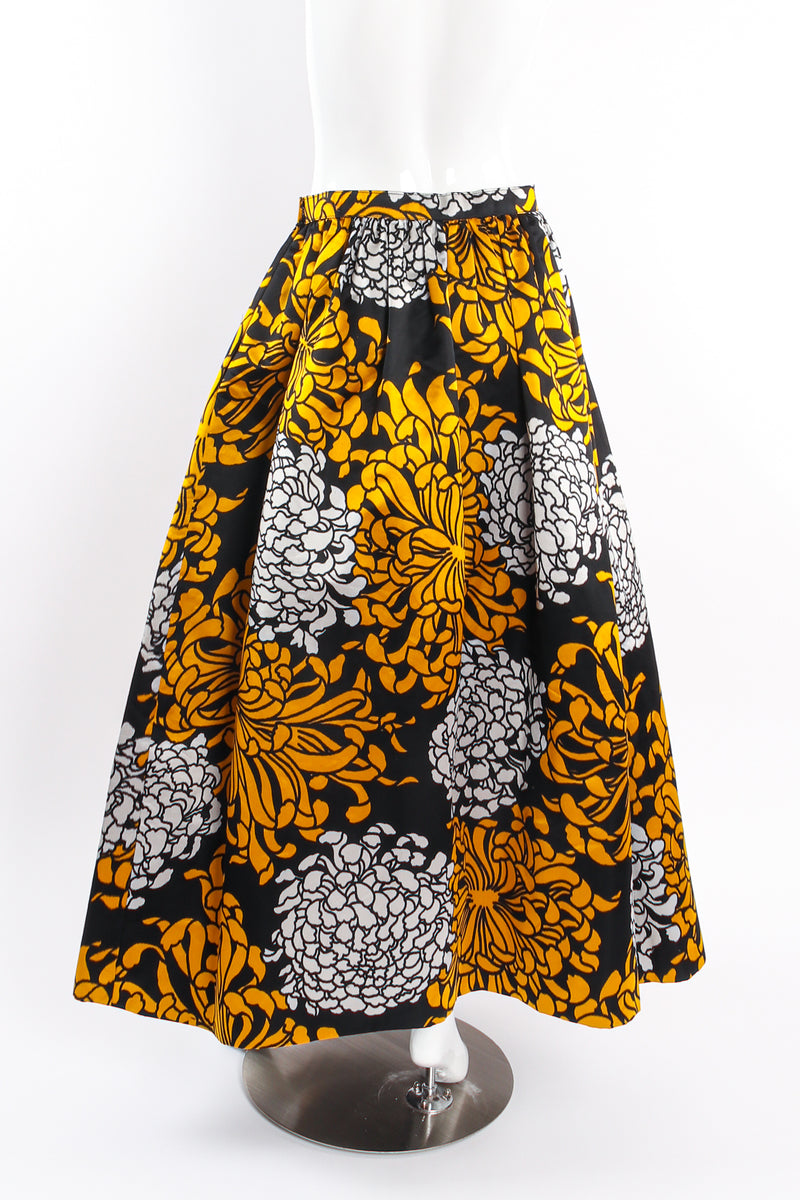 Vintage Adolfo Chrysanthemum Print Silk Skirt on mannequin back at Recess Los Angeles