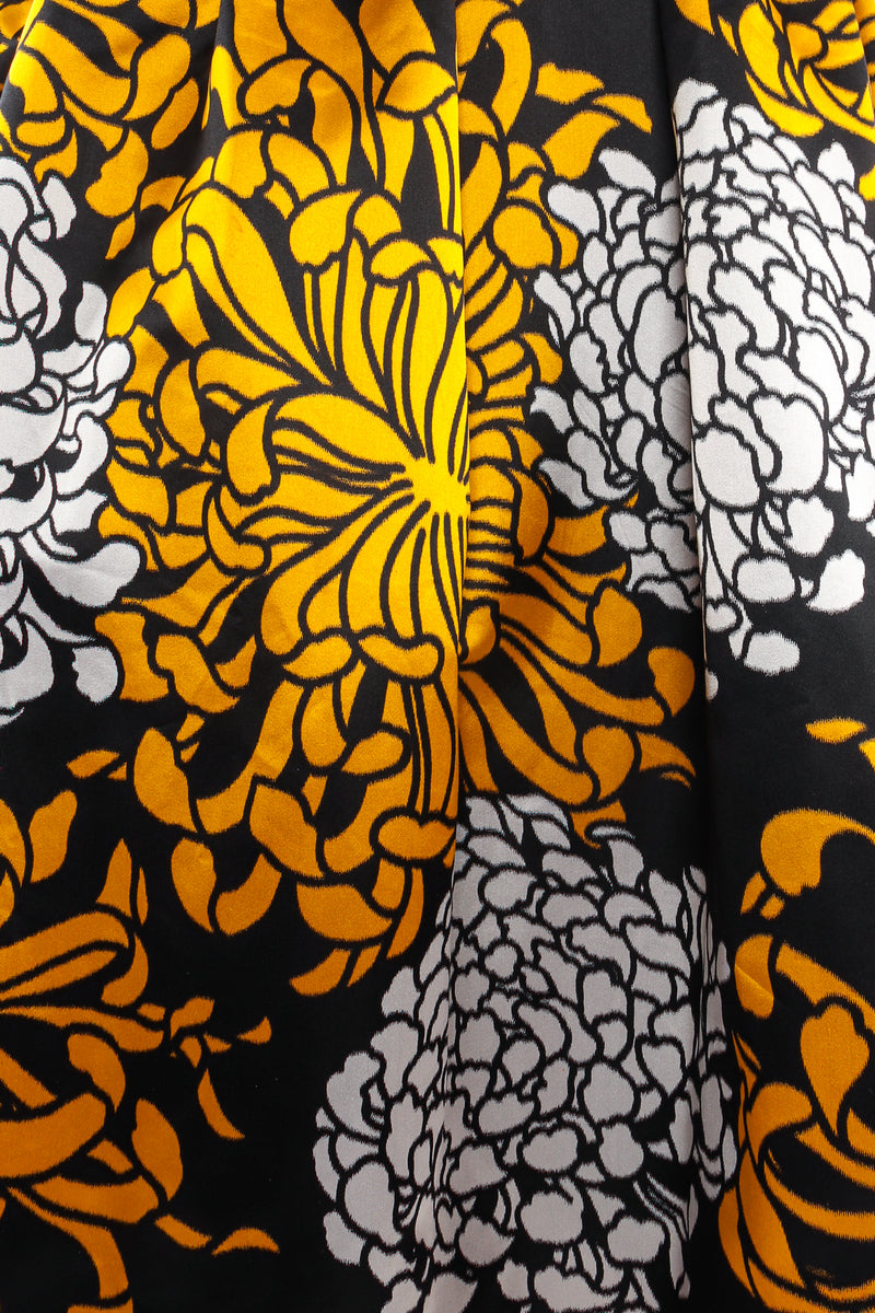 Vintage Adolfo Chrysanthemum Print Silk Skirt fabric detail at Recess Los Angeles