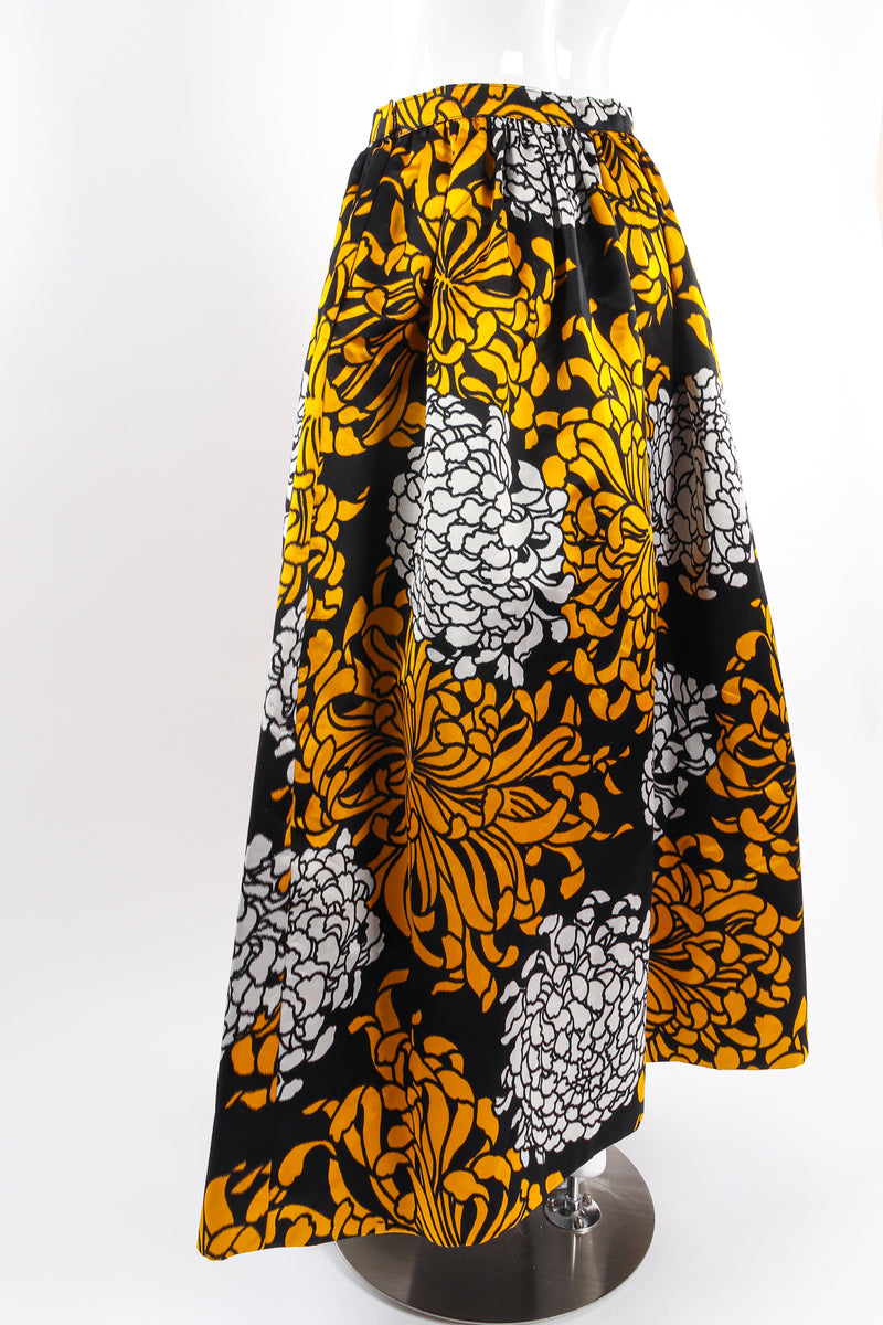 Vintage Adolfo Chrysanthemum Print Silk Skirt on mannequin angle at Recess Los Angeles